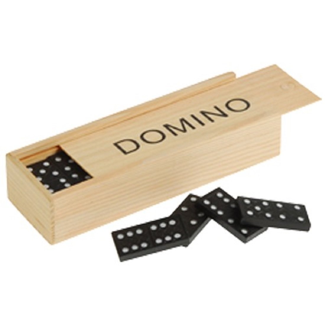 Mini Travel Set of 28 Dominoes in Wooden Storage Slide Box - Portable Game for Kids & Adults - Perfect for Camping, Road Trips & Family Game Nights