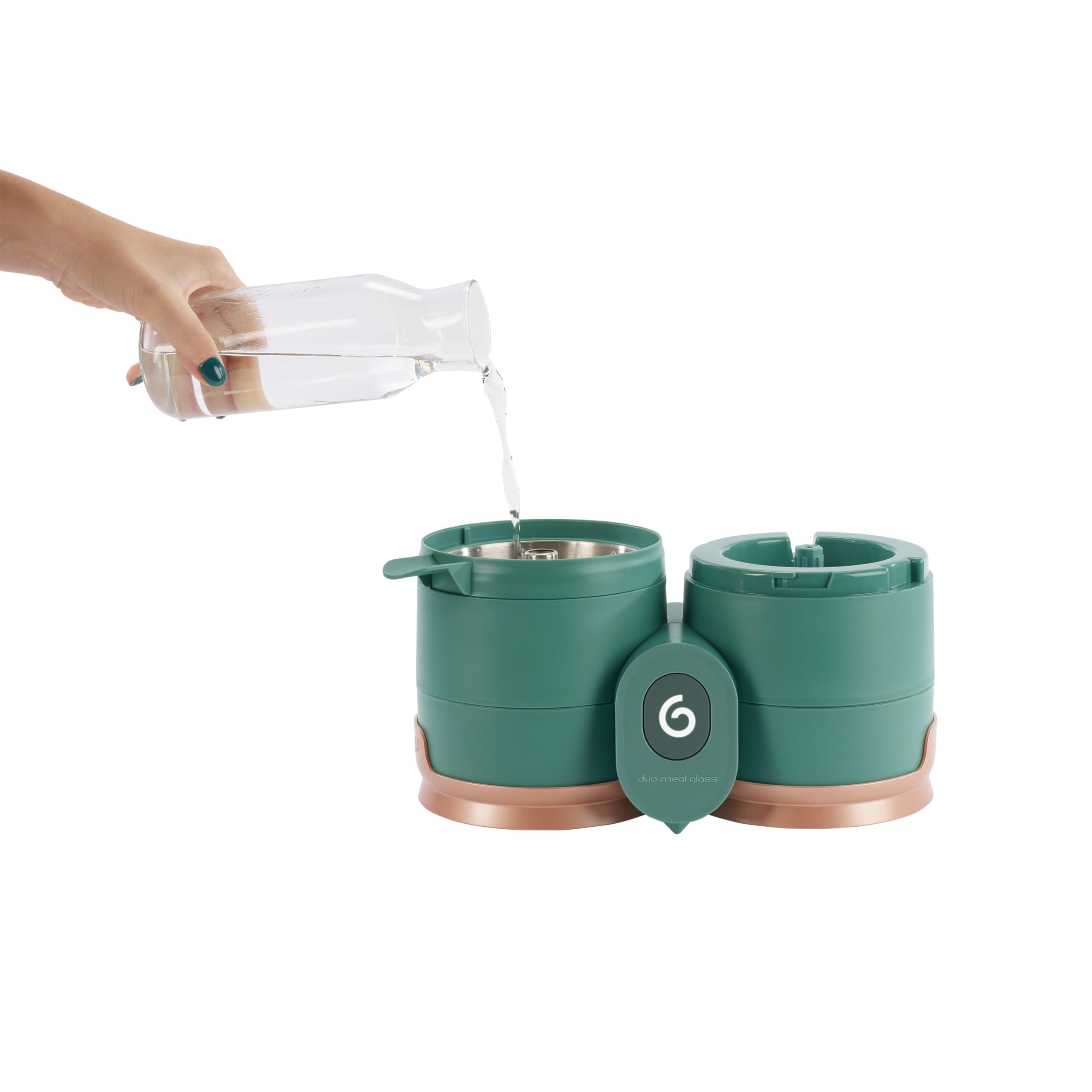 Babymoov Duo Meal Glass Baby Food Maker & Processor with Built-in Glass Steamer, Stainless Steel Basket & Blender (6+ Cup Capacity) - Dark Green | Perfect for Homemade Purees, Steaming Vegetables & Meal Prep for Infants