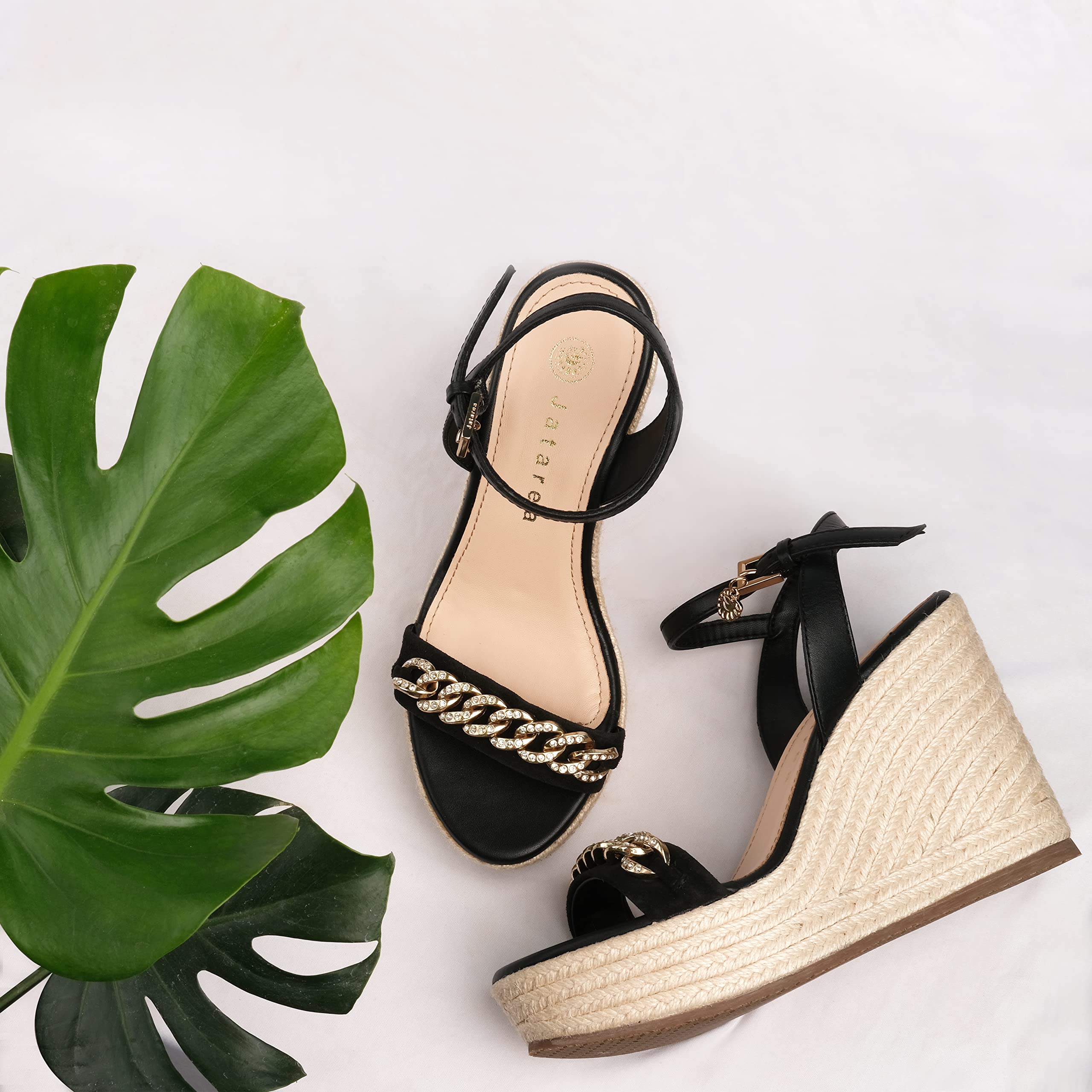 JATAREA Women's Leather Wedge Sandals - Comfortable Summer Casual Shoes for Beach, Vacation & Everyday Wear