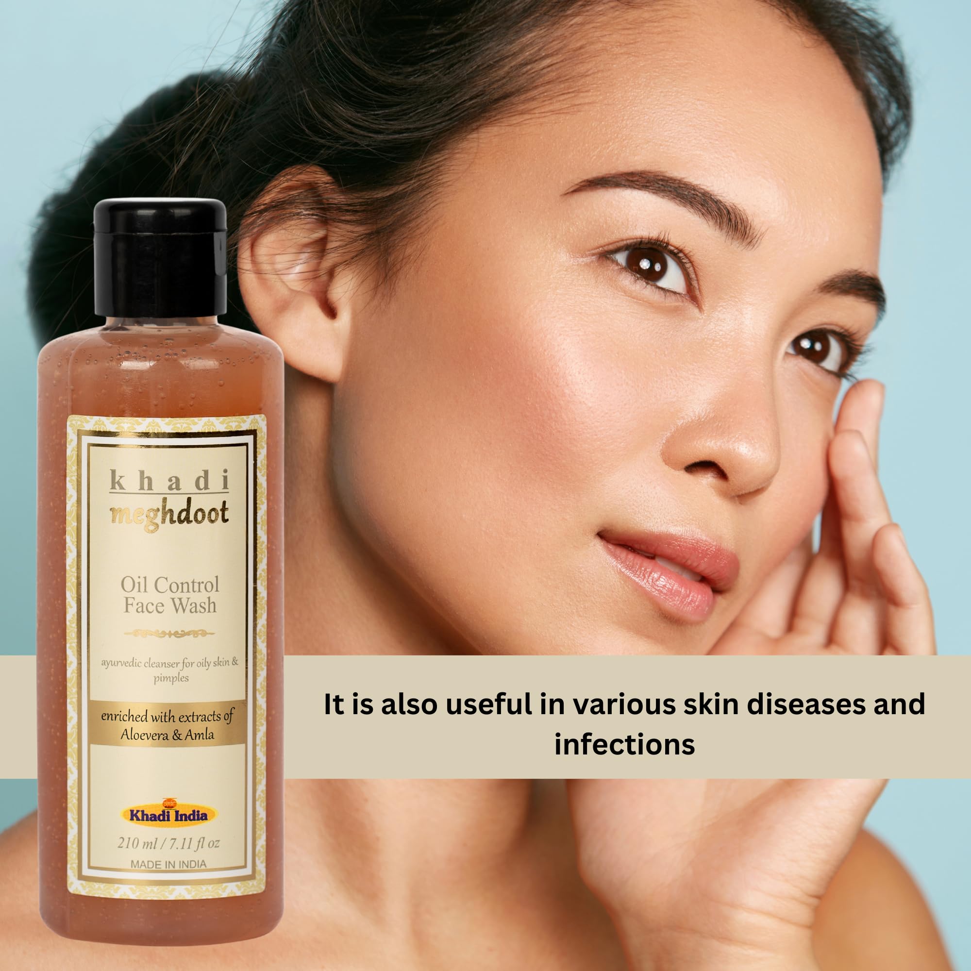 Khadi Meghdoot Oil Control Face Wash 210ml (Pack of 2) - Natural Ayurvedic Cleanser for Oily & Acne-Prone Skin - Deep Cleansing & Pore Minimizing - Perfect for Daily Skincare Routine
