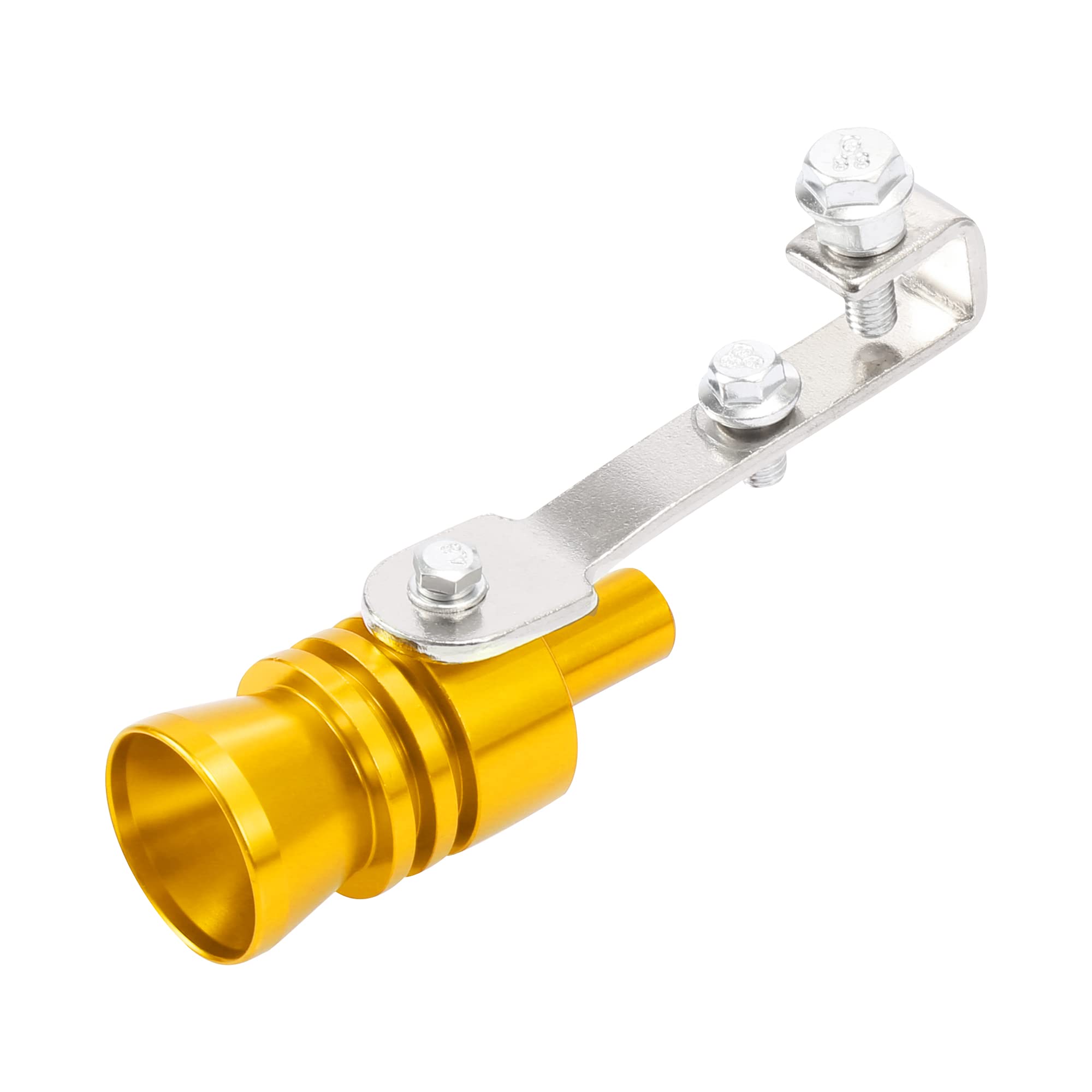 X AUTOHAUX 2pcs Universal Turbo Sound Exhaust Muffler - Aluminum Alloy L Size Whistle Pipe for Car Roar Enhancement (Gold Tone) - Perfect for Performance Cars & Off-Road Vehicles