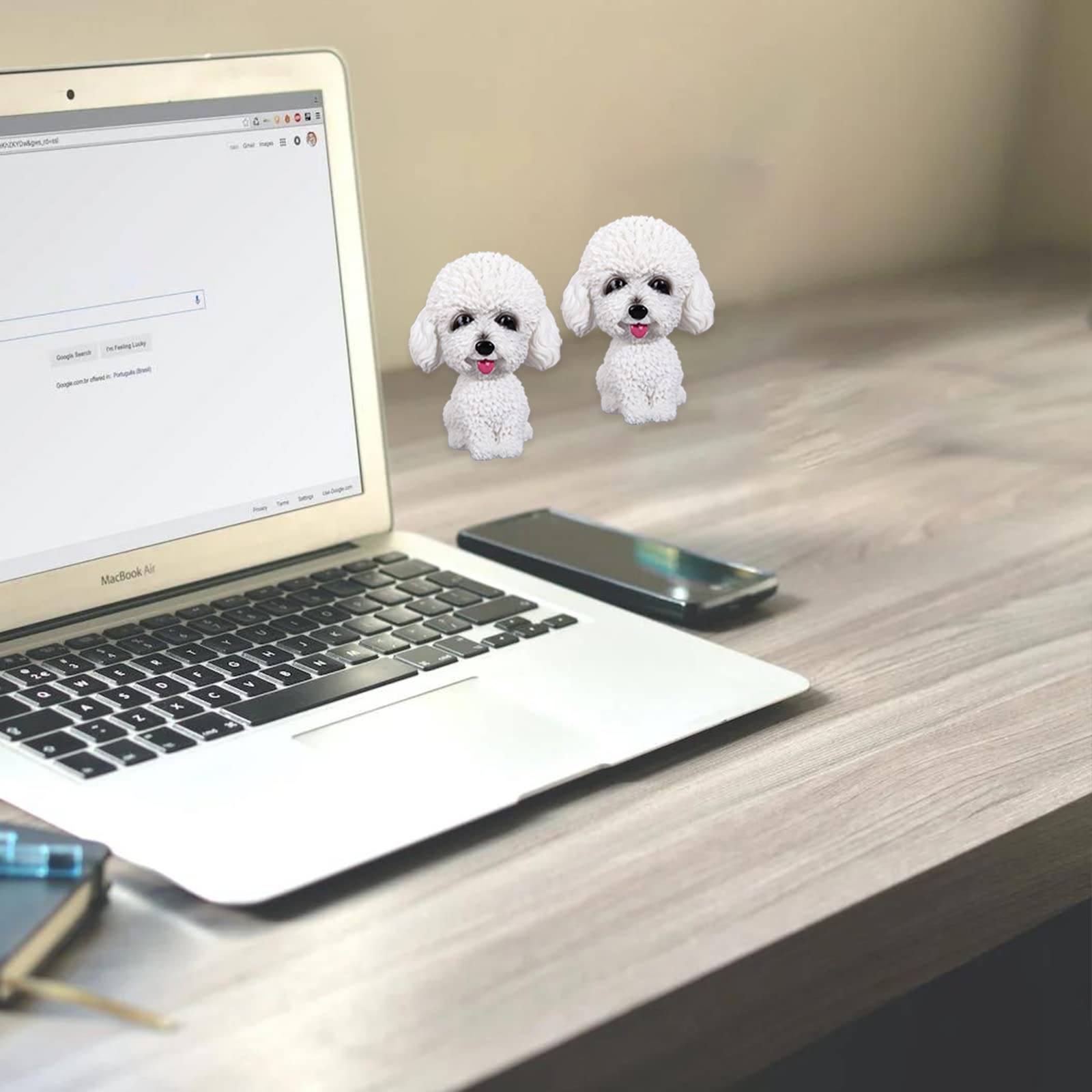 1Pcs Car Bobblehead Shaking Dog Toy - Resin Simulation Poodle White Dashboard Decor for Car & Home | Fun Car Accessories & Gift for Dog Lovers