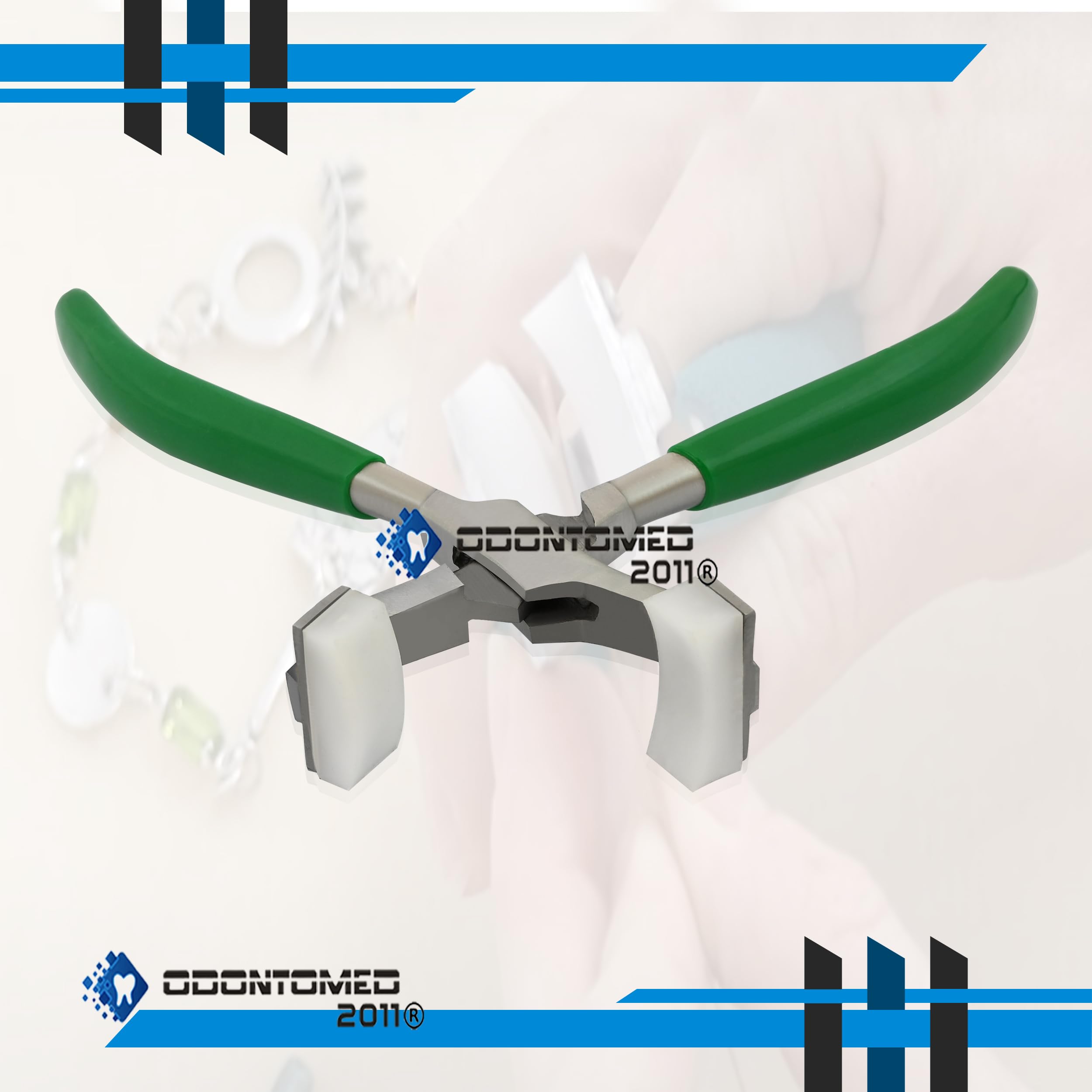 Professional Stainless Steel Jewelry Pliers - OdontoMed2011 Bracelet Repair Tool with Nylon Jaws & Green Grip Handle for Ring Forming, Spring Bending & Jewelry Making | Perfect for DIY Crafts, Jewelry Repair & Wire Work