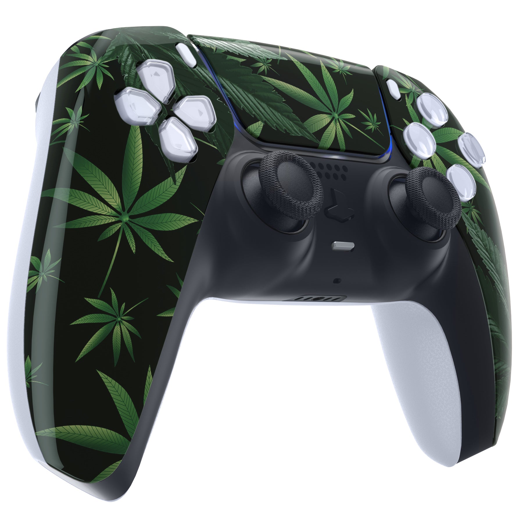 ExtremeRate Green Weeds Touchpad Front Housing Shell for PS5 Controller BDM-010/020/030/040/050 - DIY Replacement Shell & Custom Touch Pad Cover (Model ZPFT1011G3) - Perfect for Gaming, Customization & Controller Protection