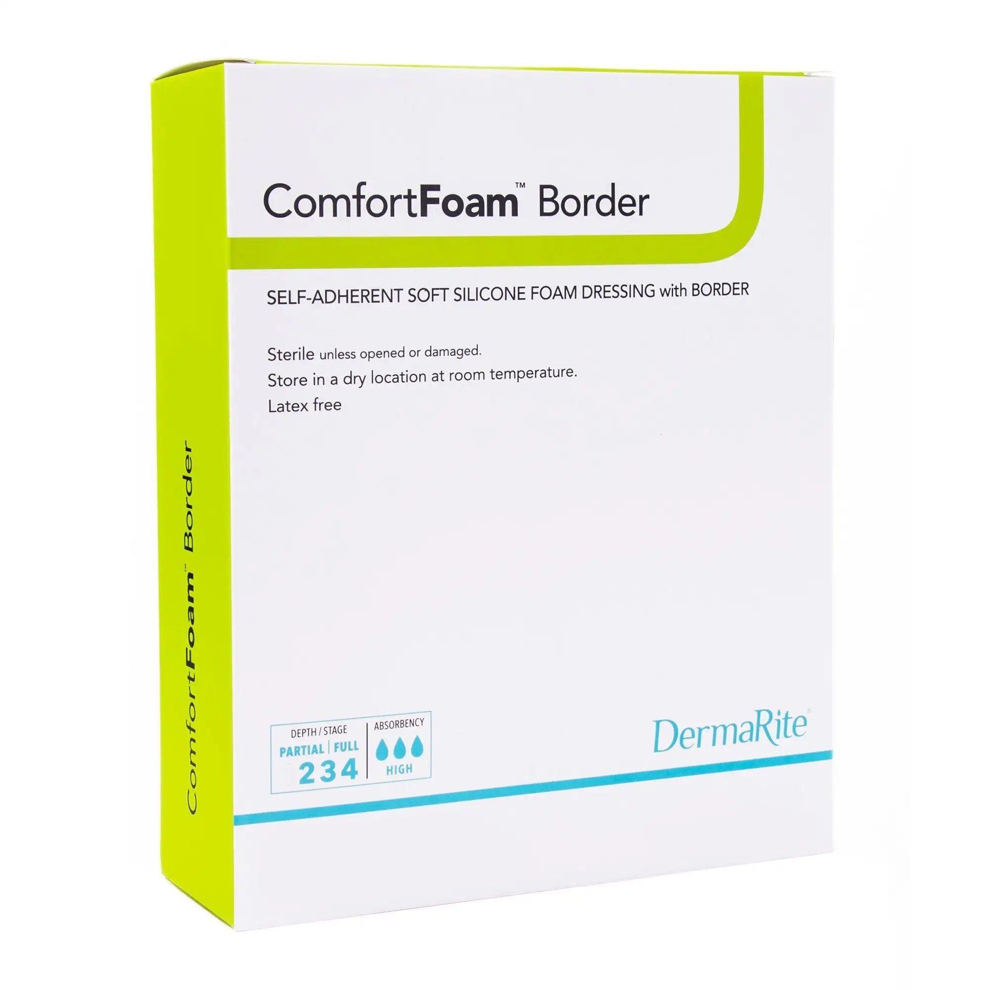 **ComfortFoam Border Silicone Foam Dressing Wound Care, 4x8 Inch Rectangle (Pack of 10) – Ideal for Pressure Ulcers, Surgical Wounds & Diabetic Foot Care**