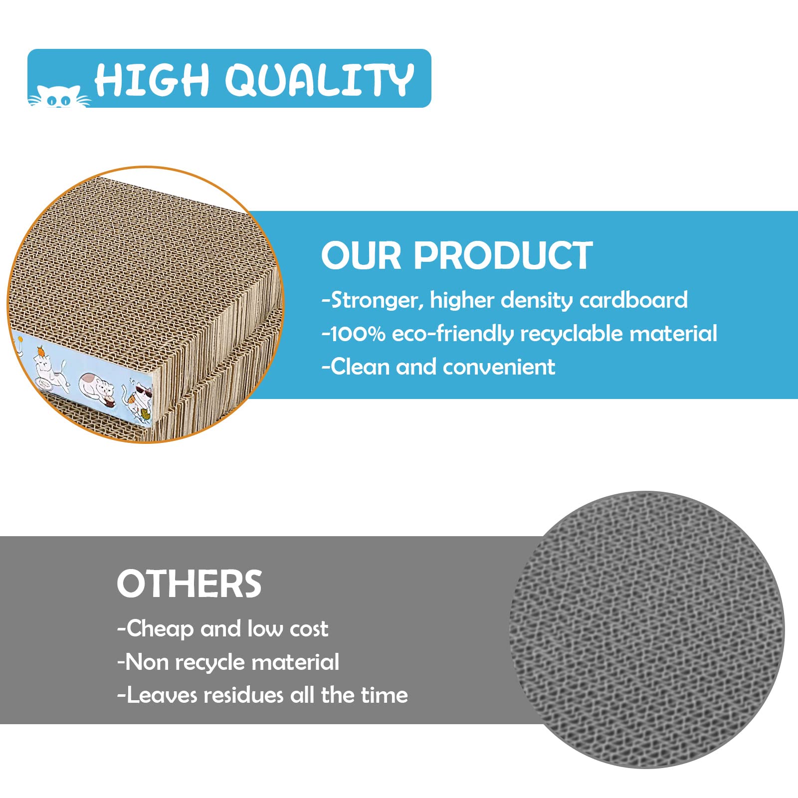 6 Pack Cat Scratch Pad - Premium Durable Recyclable Cardboard Cat Scratcher & Scratching Post for Kittens & Adult Cats - Perfect for Claw Trimming, Playtime & Lounging - Great for Home, Office & Pet-Friendly Spaces