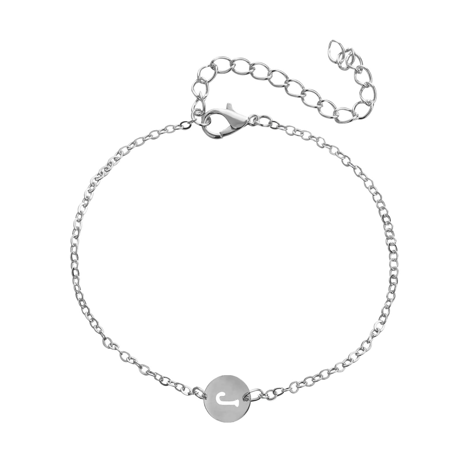 Personalized Initial Bracelet for Women - Silver Plated Stainless Steel Letter Charm Bracelet with Dainty Coin & Disc Charms | Custom Name Jewelry Gift for Her | Perfect for Everyday Wear, Birthday Gifts & Special Occasions
