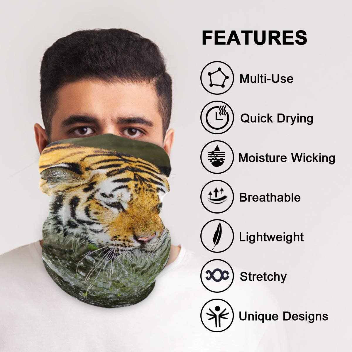 Men's Neck Gaiter & Balaclava Face Mask - Breathable Bandana for Outdoor Sports, Hiking, Cycling & Winter Protection - Smoked Gorilla Design