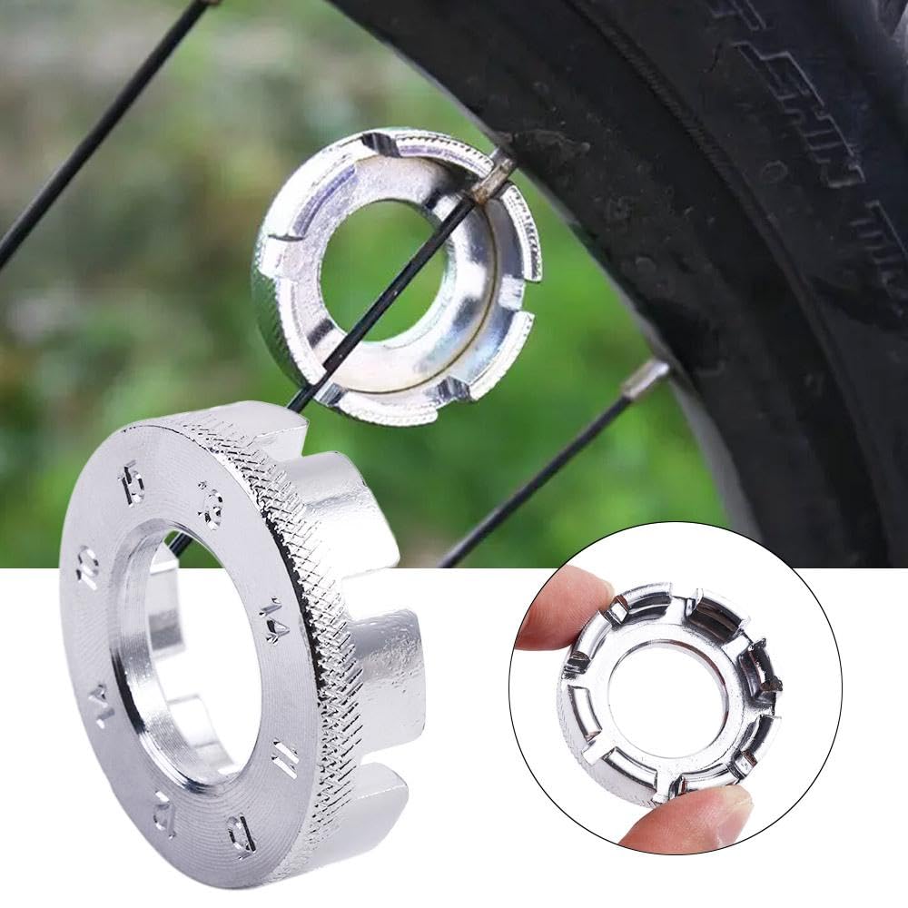 5Pcs Bike Spoke Wrench Kit - Durable Steel Rim Adjuster Tool Set for Bicycle Repair & Maintenance | Includes 5 Professional Cycling Pocket Tools | Perfect for Road Bikes, Mountain Bikes & DIY Bike Tuning at Home or Workshop