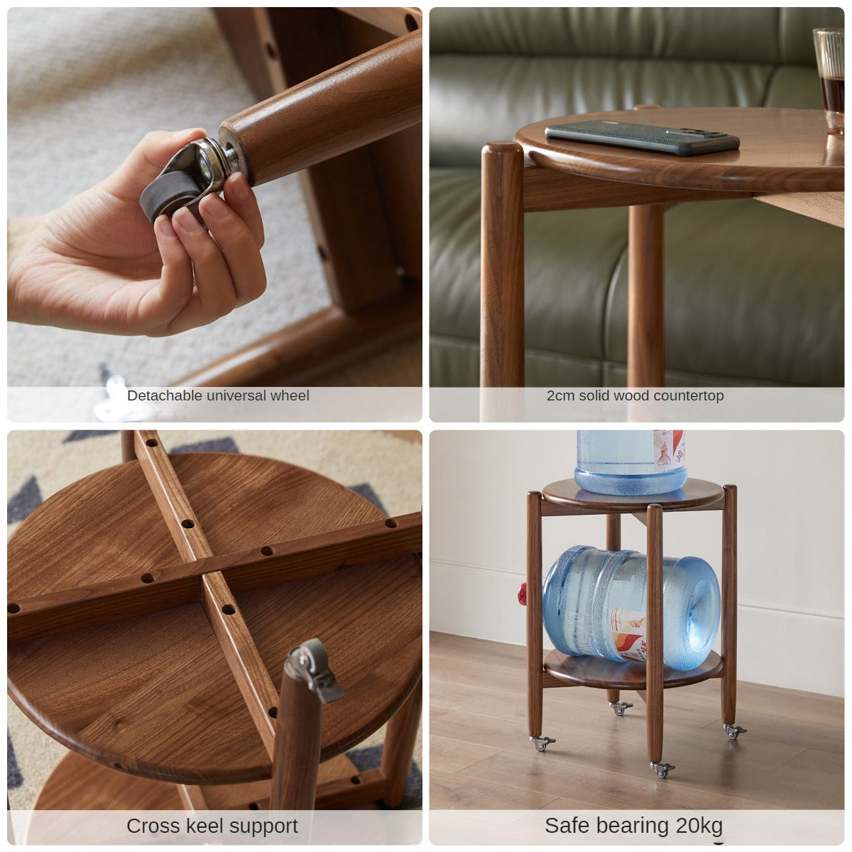 Black Walnut Solid Wood Round Side Table - Natural Wood End Table for Living Room, Bedroom, or Office - Perfect for Coffee, Books, and Decor