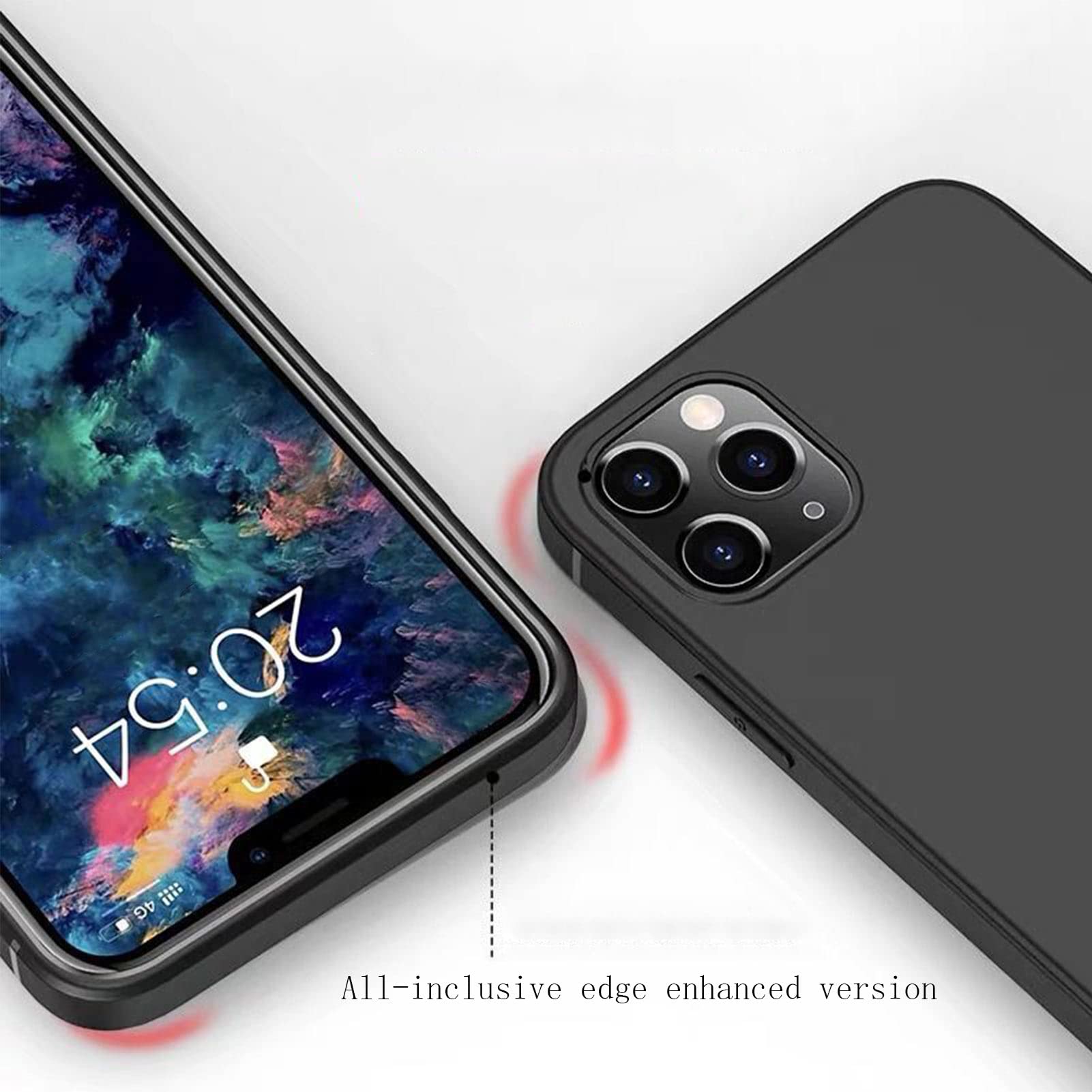 Premium Soft Silicone Case with 9H Tempered Glass Screen Protector for ZTE Blade A72 (6.75 Inch) - Shockproof TPU Bumper Cover & HD Protective Film (Black & Peach Blossom Design) - Perfect for Daily Use, Work, and Outdoor Activities