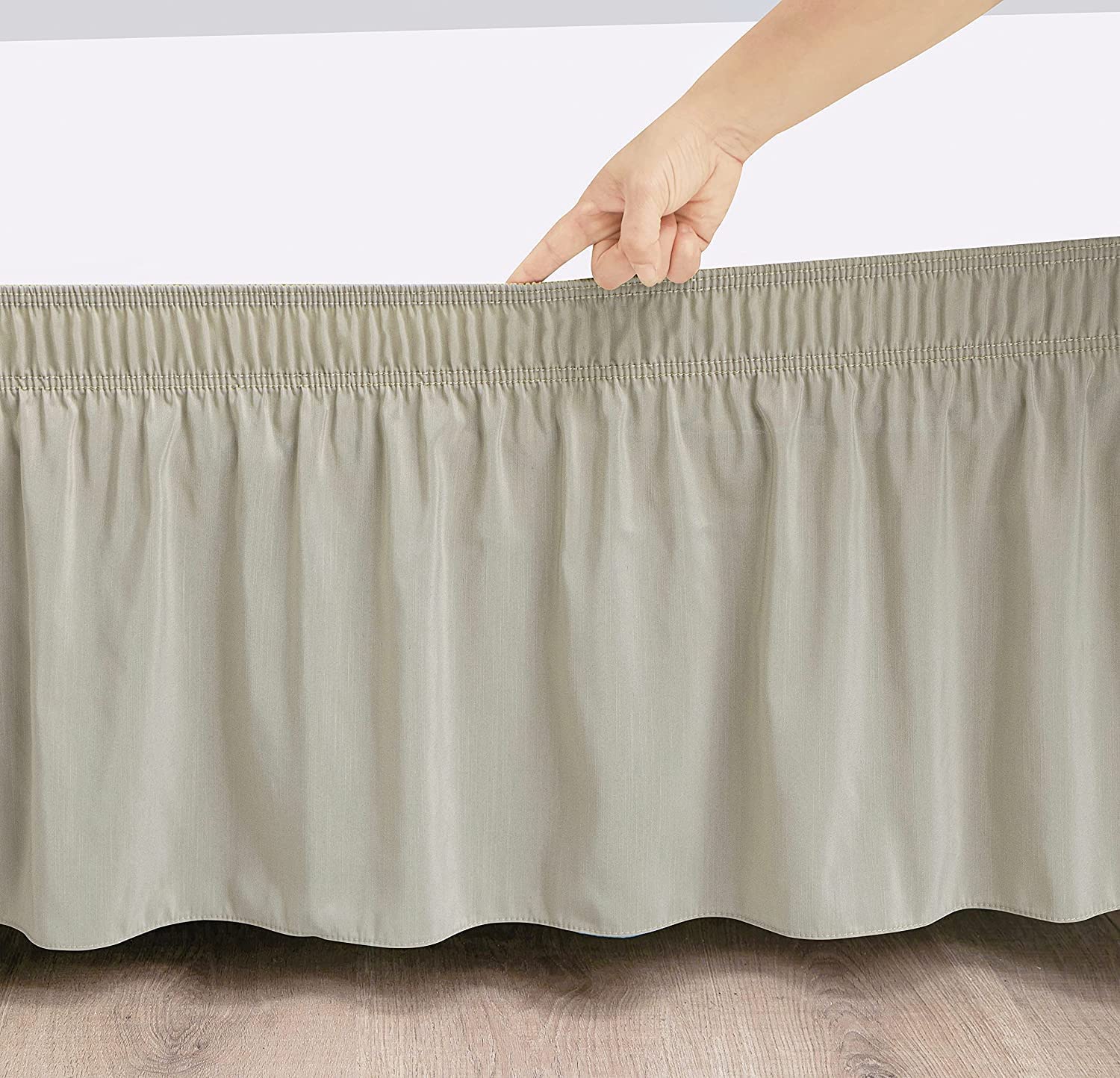 Premium 100% Egyptian Cotton 600 TC Wrap Around Bed Skirt with Adjustable Elastic Belt - 14