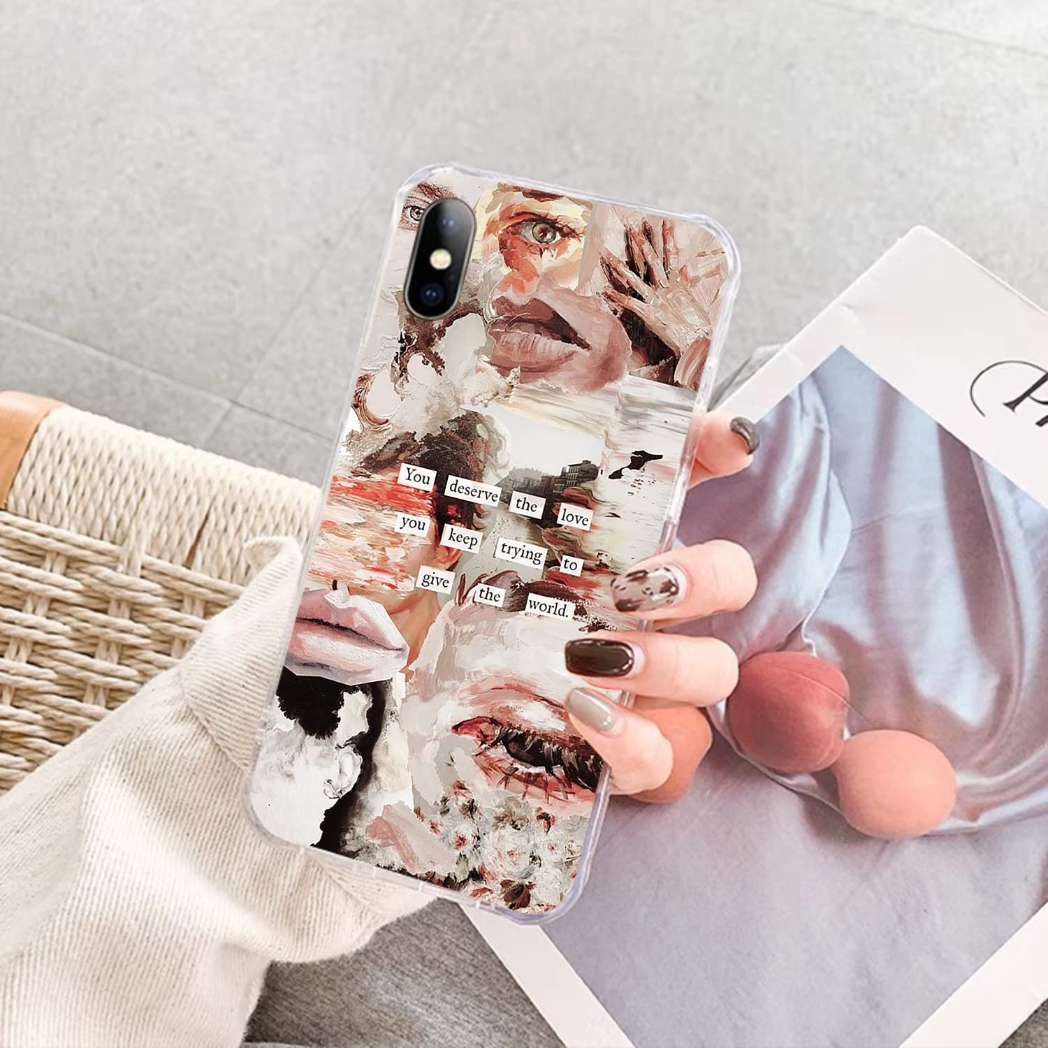 Abstract Art Collage Phone Case for iPhone Xs/X - Trendy Aesthetic TPU Bumper Cover with Unique Design | Perfect for Fashion Lovers & Art Enthusiasts