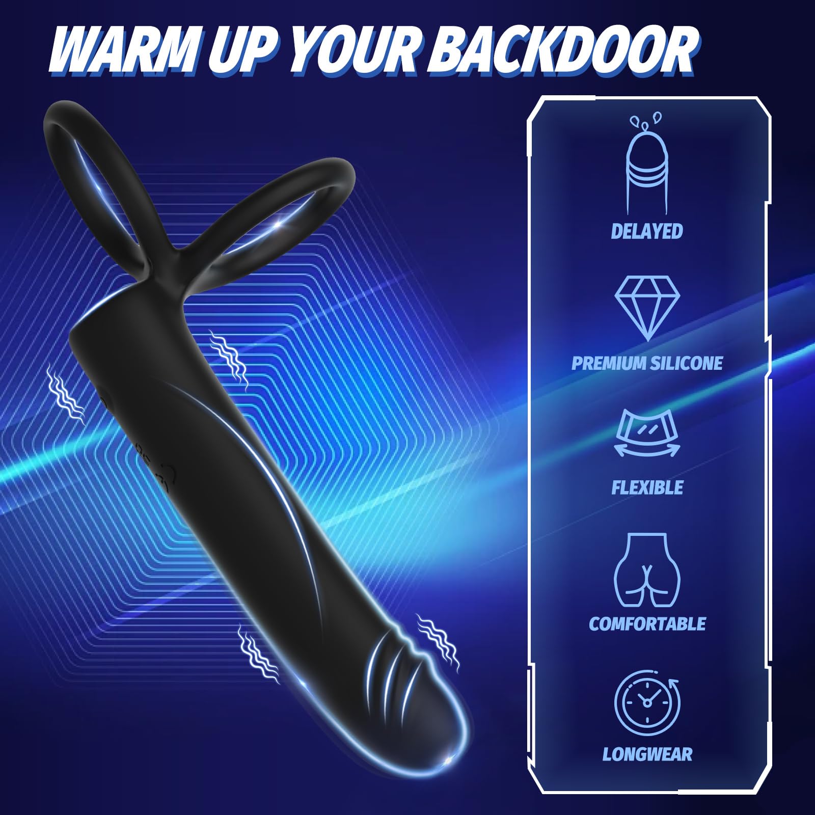 Premium Anal Dildo Vibrator for Men & Couples - 10 Vibration Modes Strap-On Butt Plug with Cock Ring | Double Penetration Adult Toy for Solo Play & Partnered Fun | Enhance Intimacy & Spice Up Bedroom Adventures
