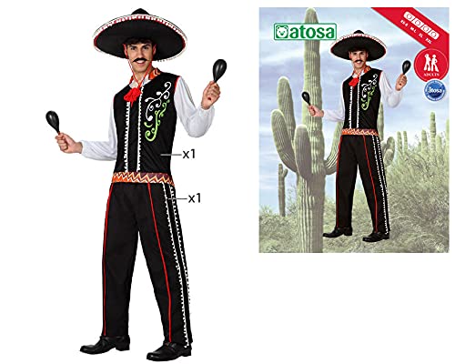 Authentic Atosa Mariachi Costume for Men - Black XL Size - Perfect for Halloween, Fiesta Parties & Mexican Themed Events