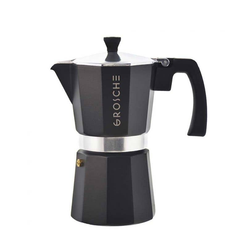 GROSCHE MILANO Stovetop Espresso Maker - 3 Cup Italian Moka Pot, BPA-Free Aluminum Coffee Maker for Gas & Electric Stoves - Perfect for Home, Office & Camping Brewing