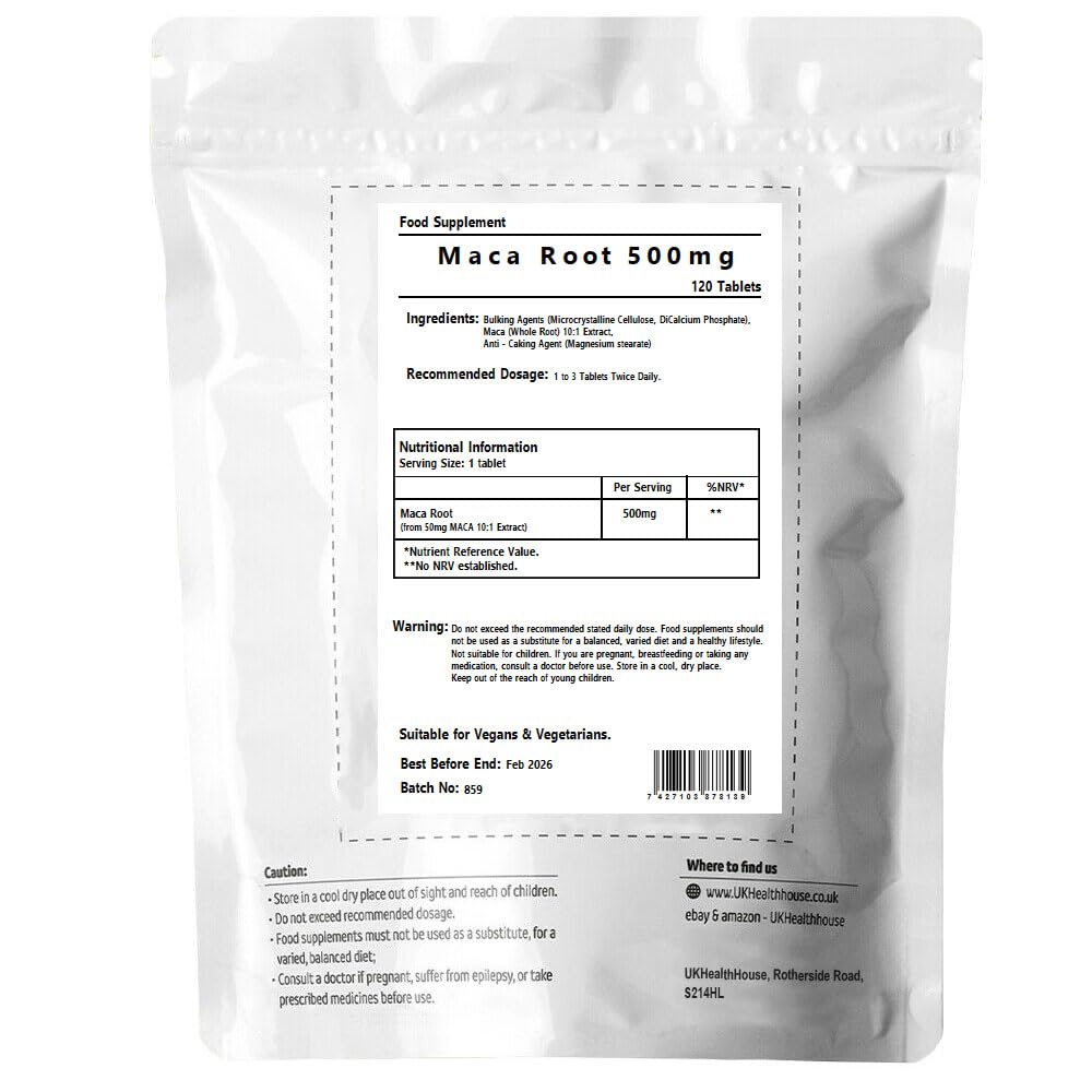 Premium Maca Root Extract 500mg - 120 Vegan Tablets for Men & Women - High Strength Peruvian Maca Powder Supplement - Boost Energy, Libido & Hormonal Balance - Perfect for Daily Wellness & Fitness Routines