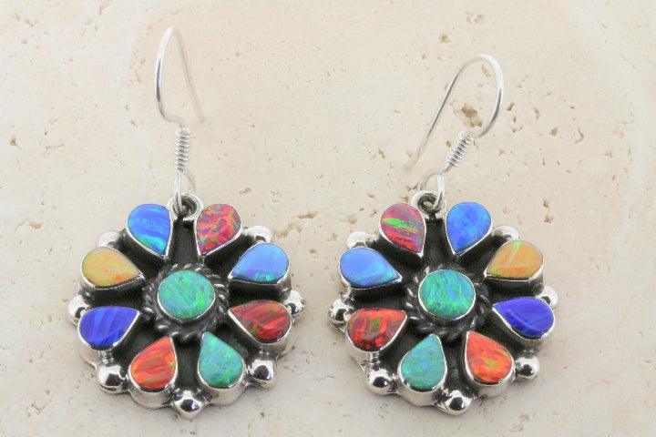 Opal Circle Chandelier Earrings for Women - Elegant Bohemian Dangle Drop Earrings for Party, Wedding & Evening Wear