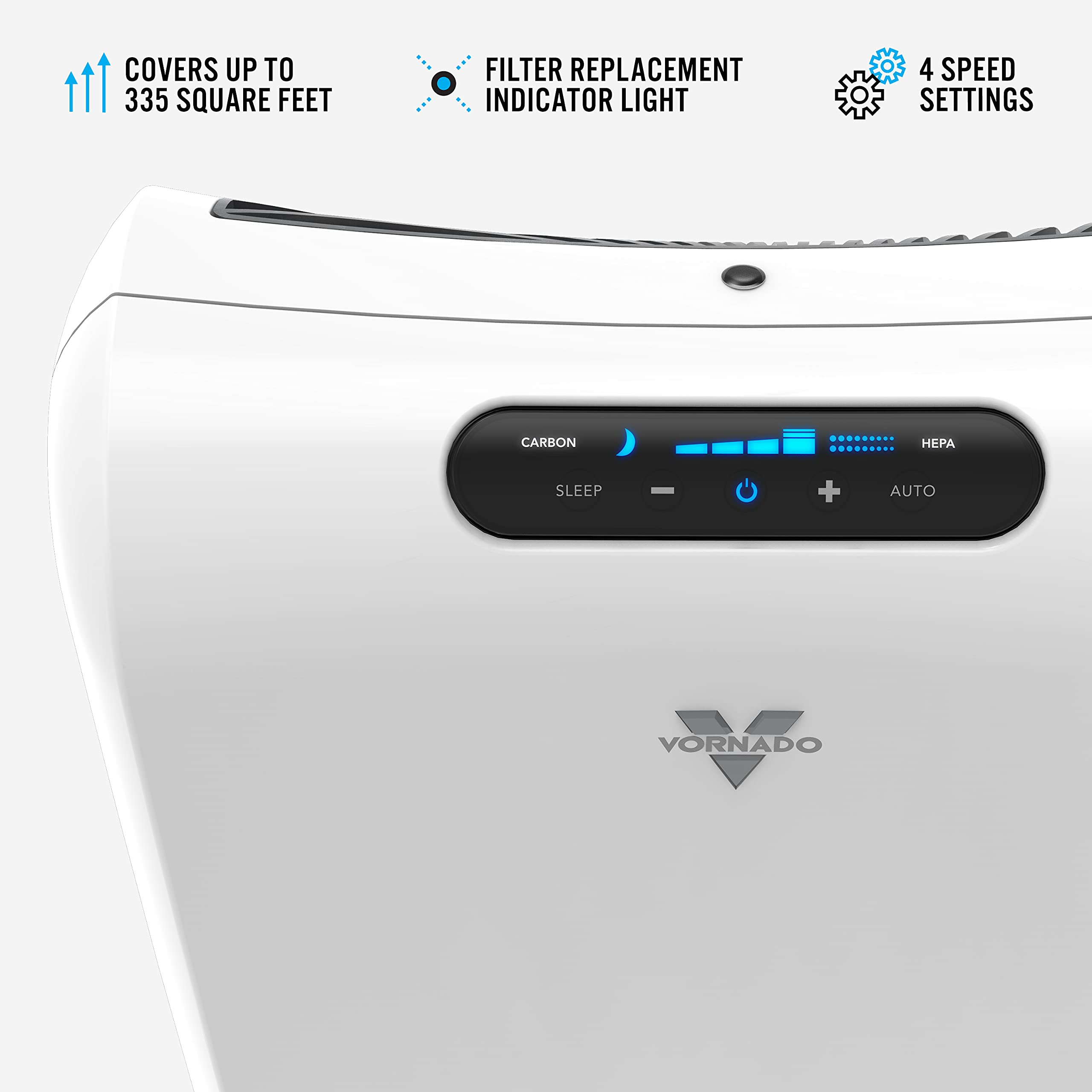 Vornado AC550 True HEPA Air Purifier - Removes Allergens, Smoke, Dust, Pollen, Pet Dander & Odors - White - Perfect for Bedrooms, Living Rooms & Offices