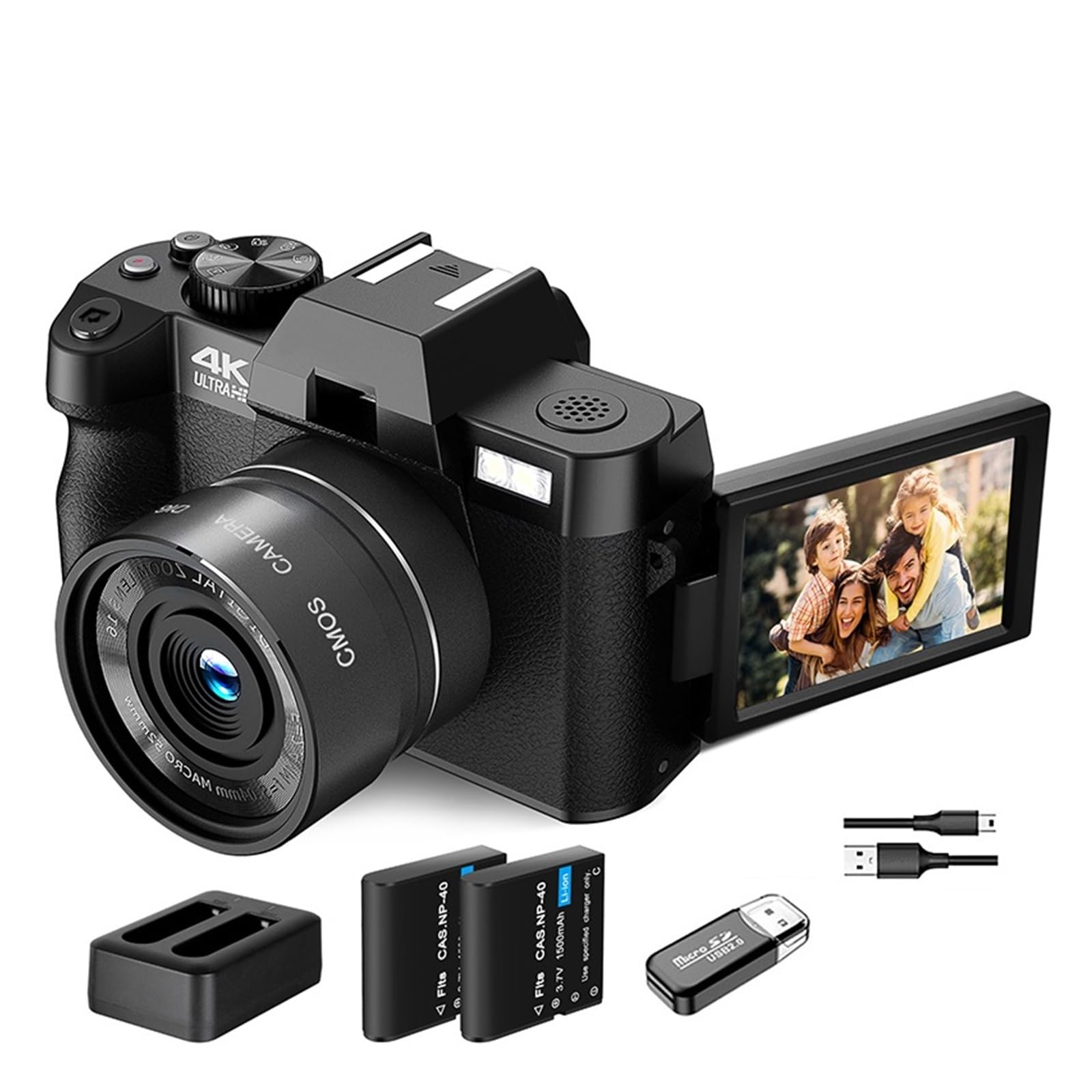4K WiFi Digital Camera - 48MP Flip Screen Vlog Camcorder for Travel & YouTube