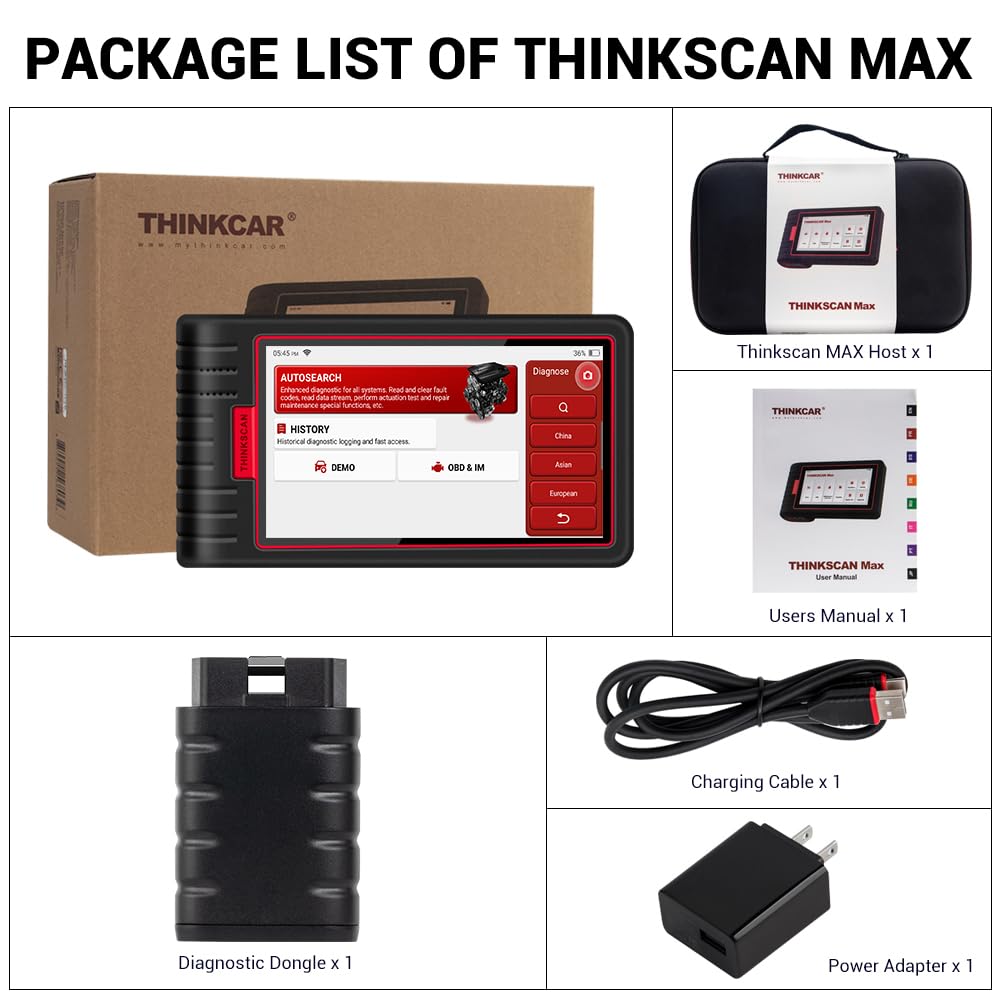 Thinkscan Max Professional OBD2 Scanner - Full System Car Diagnostic Tool for All Vehicles with 28 Maintenance Functions | AutoVIN, EPB, BMS, SAS, ABS Bleeding, Oil Reset, Injector Coding & TPMS Services | Perfect for Mechanics, DIY Enthusiasts & Auto Shops (Works on Cars, Trucks & SUVs)