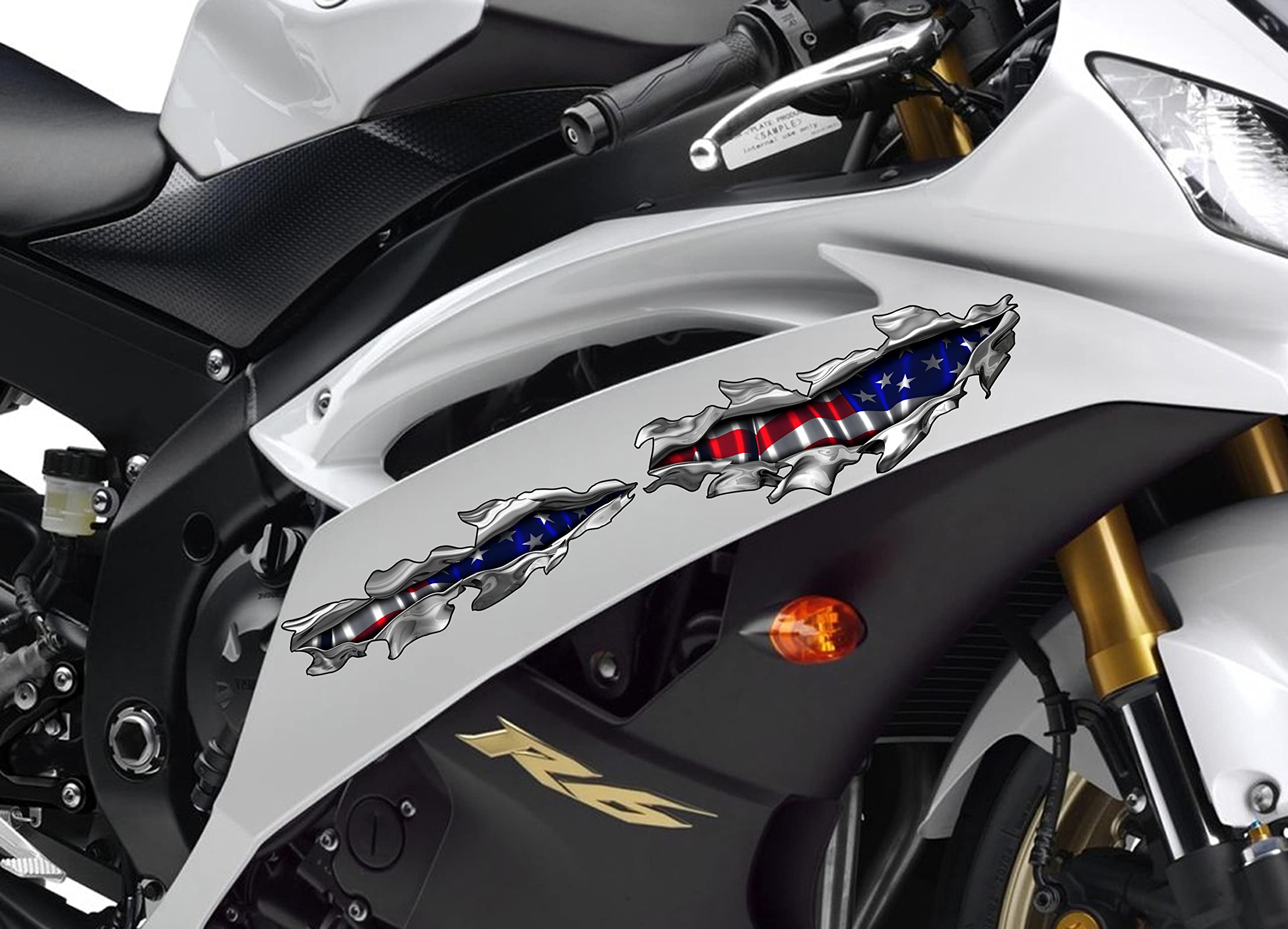 USA Flag Motorcycle Decal - Patriotic US Flag Vinyl Stickers for Motor-Bike Racing & Dirt Bikes (18x60) - Perfect for Bike Wraps, Helmets & Racing Gear - Show Your American Pride on the Road & Track