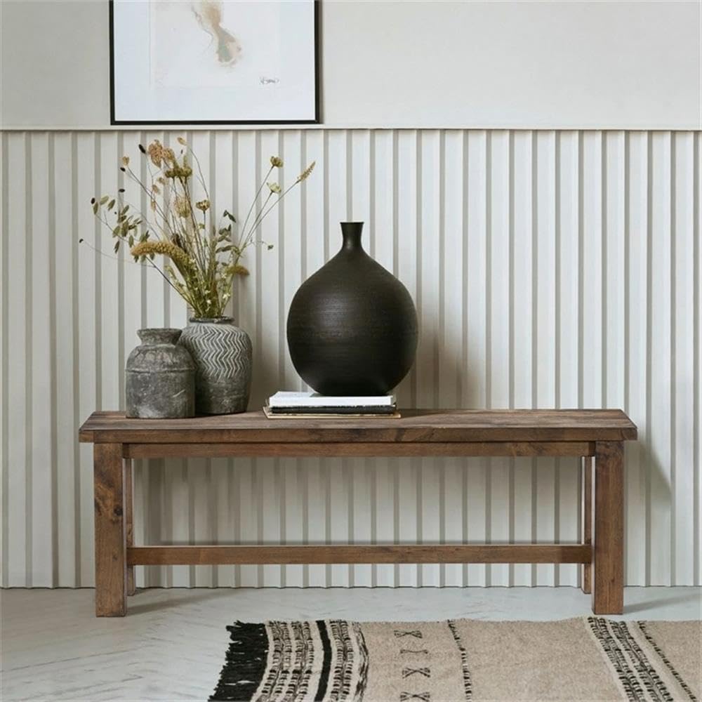 Lexicon Transitional Solid Wood Dining Room Bench in Burnished Brown - Rustic Farmhouse Style Seating for Kitchen, Dining Room, Entryway or Bedroom