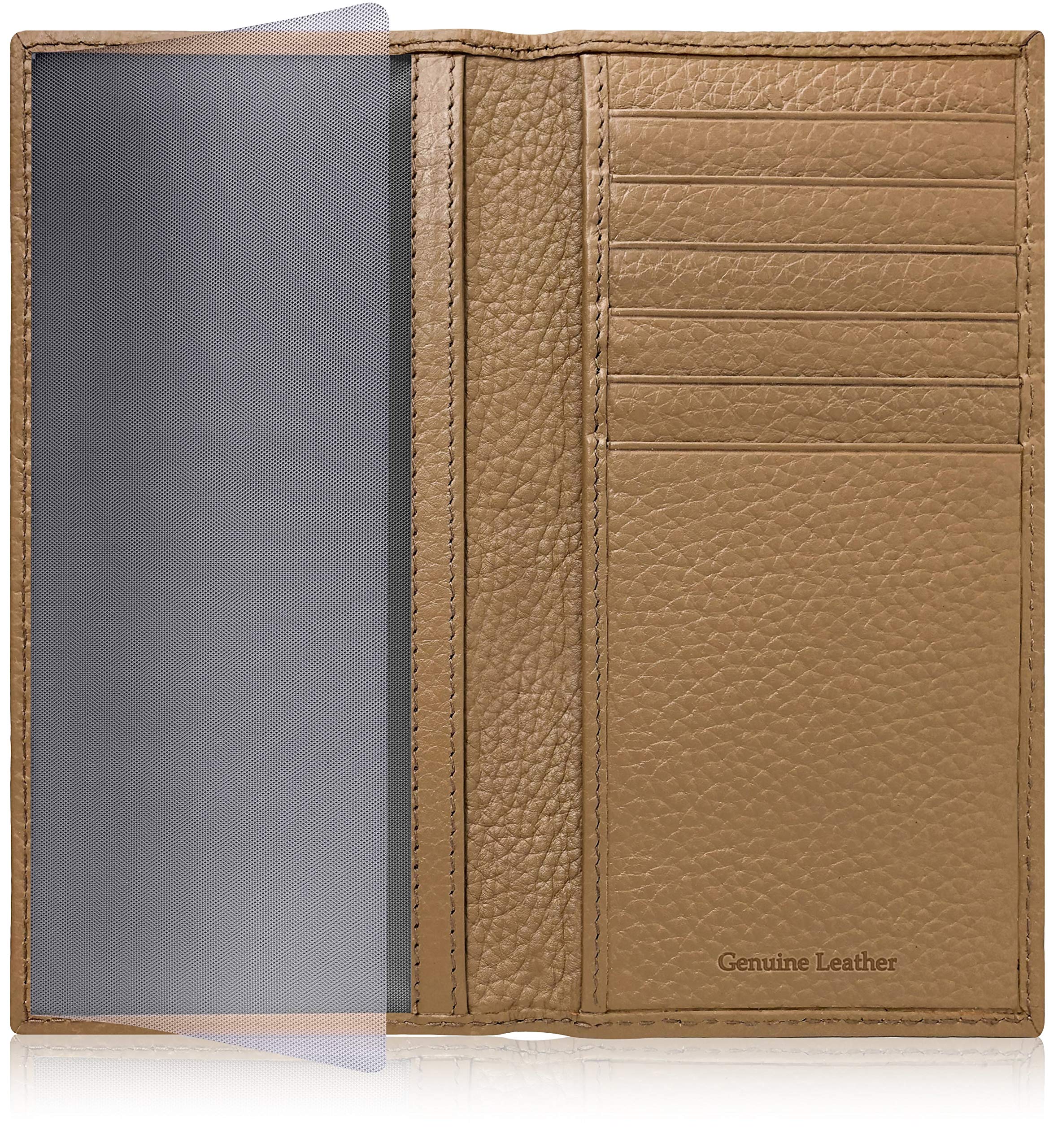 Genuine Leather Checkbook Cover for Women & Men - RFID Blocking Checkbook Holder with Card Slots for Duplicate Checks - Perfect for Office, Travel, and Everyday Use