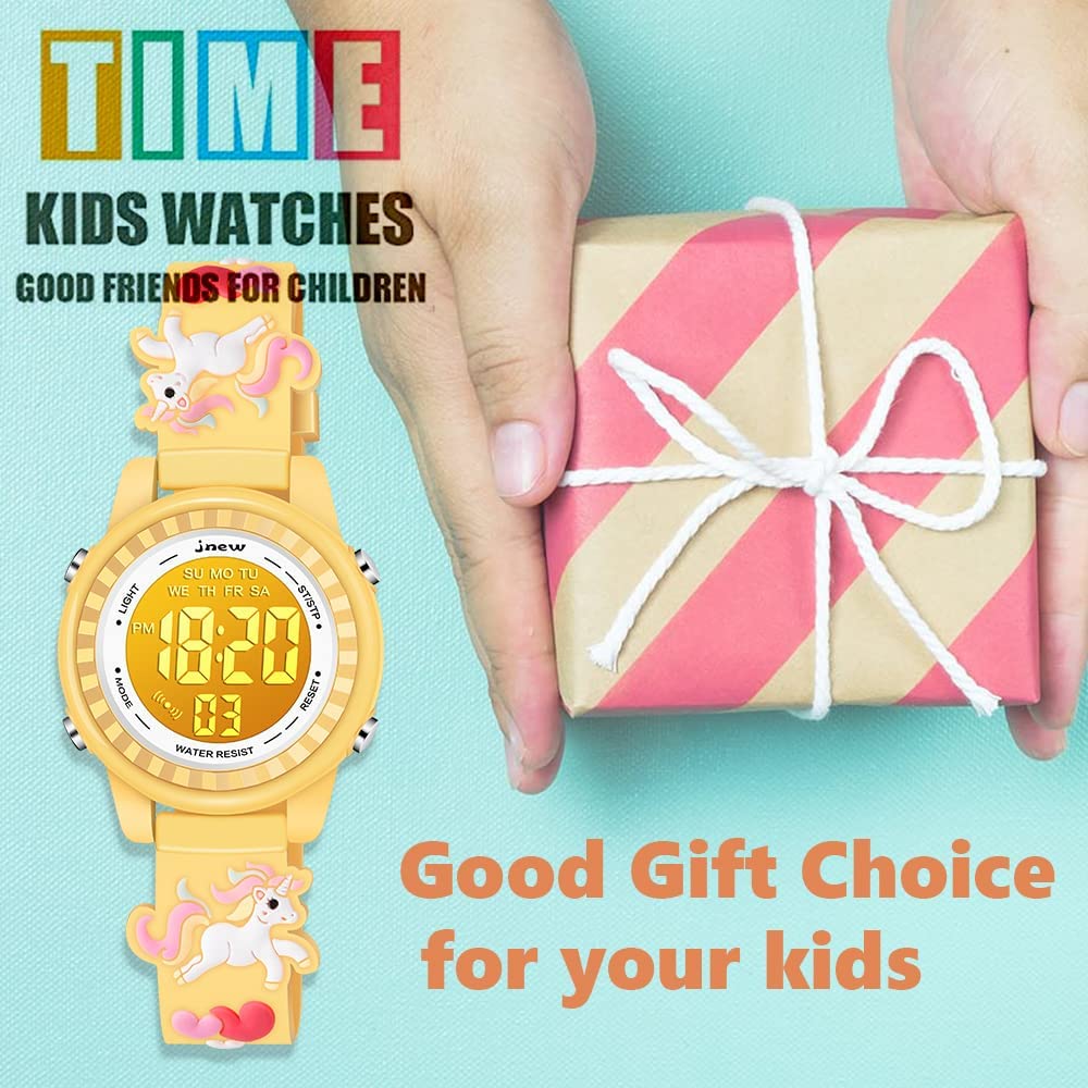 Venhoo Kids Digital Watch - 3D Cartoon Waterproof Wristwatch with 7 Color LED Lights, Alarm & Stopwatch for Girls Ages 3-10 | Perfect for School, Playtime & Outdoor Activities