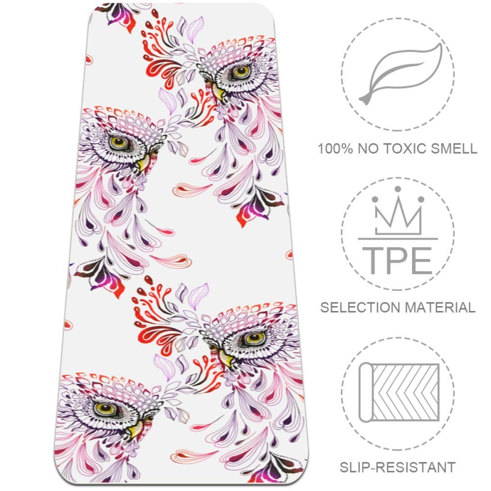 LORVIES Owls Pattern Yoga Mat - Eco Friendly Non-Slip Anti-Tear Exercise Mat for Yoga, Pilates, Stretching & Meditation - 72