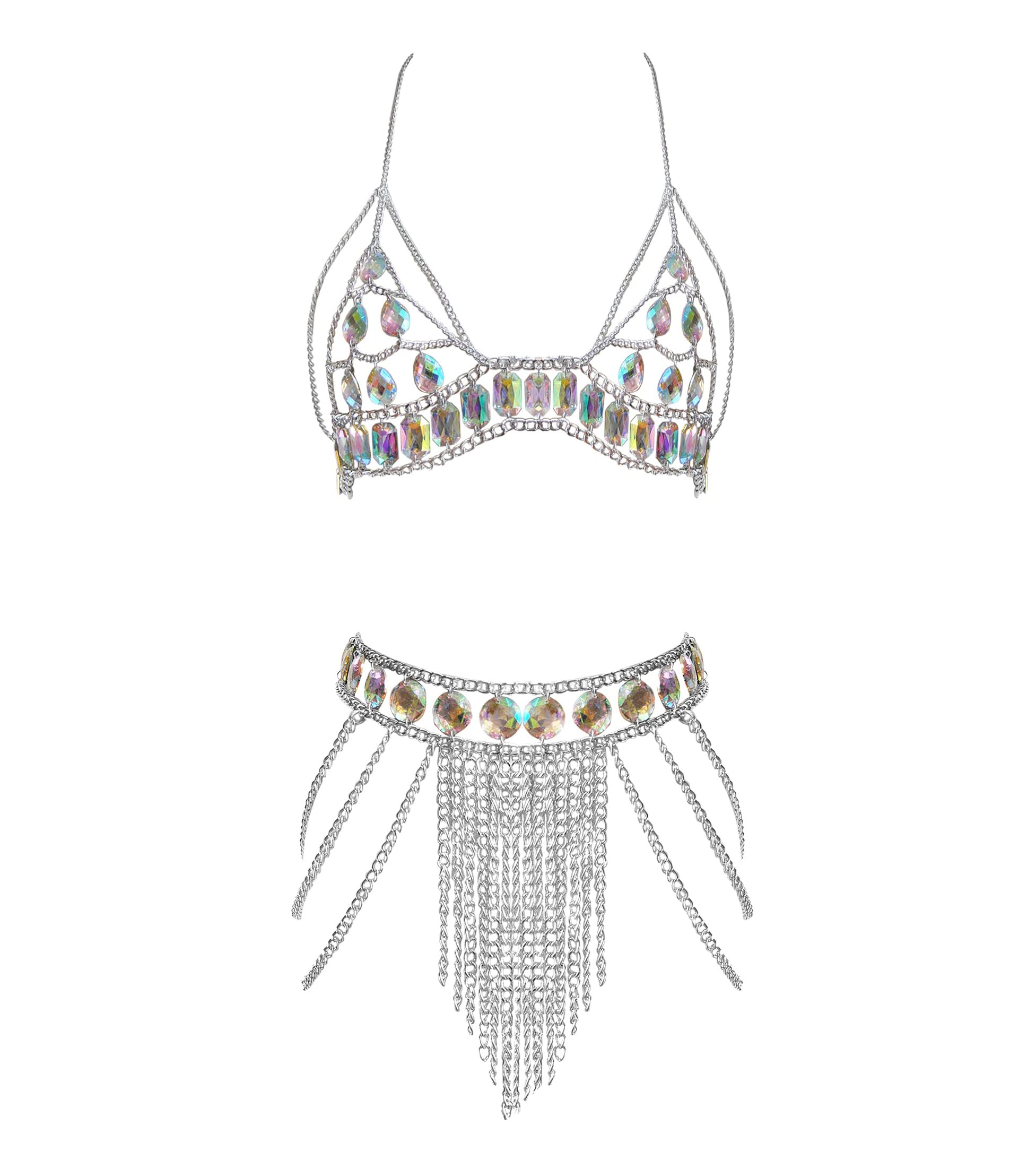 Connie Cloris Women's Sexy Body Chain Jewelry - Elegant Rhinestone Waist Chain for Parties, Beach & Date Night Outfits