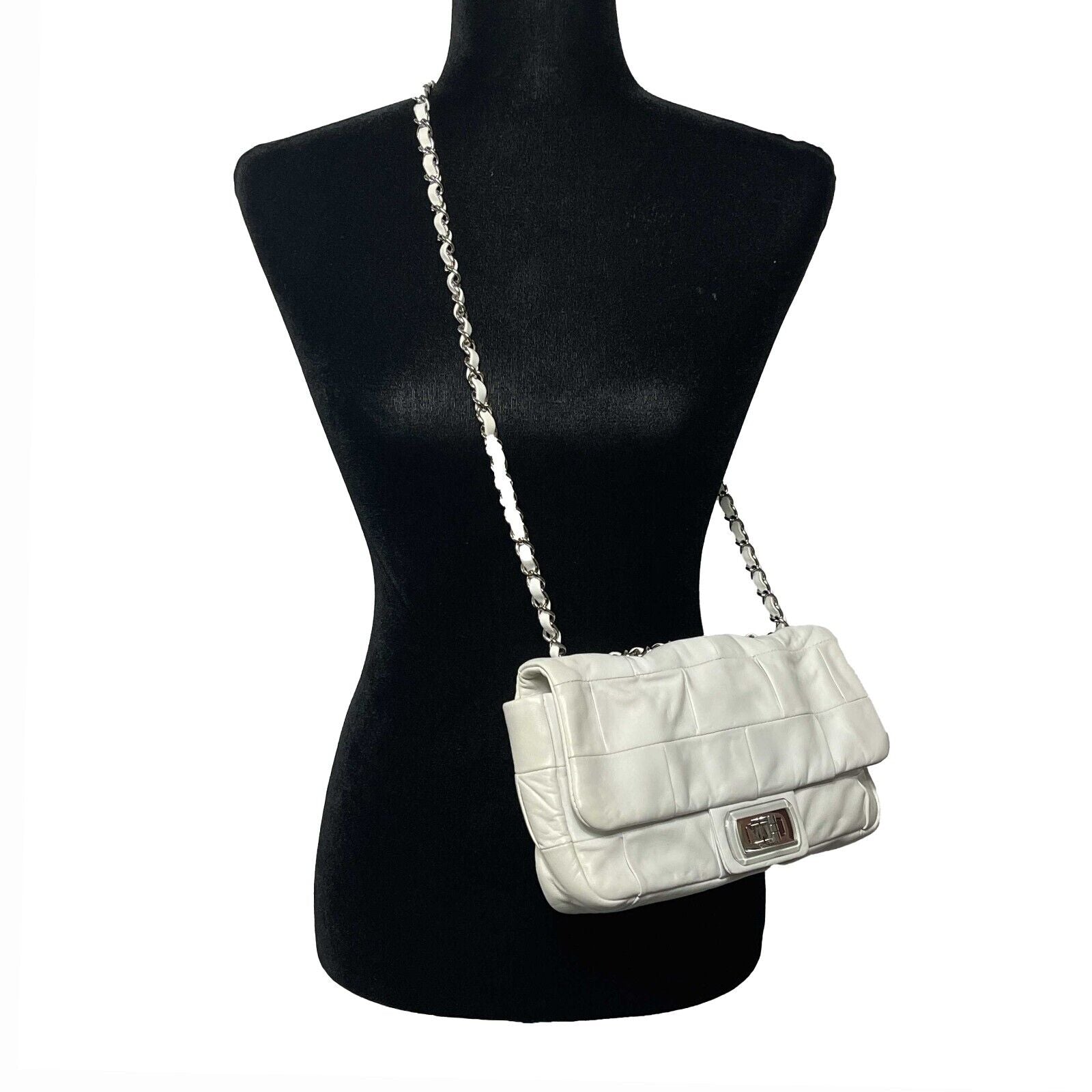 CHANEL White Lambskin Medium Mademoiselle Lock Igloo Flap Shoulder Bag for Women | Luxury Designer Handbag for Parties, Dating & Everyday Use