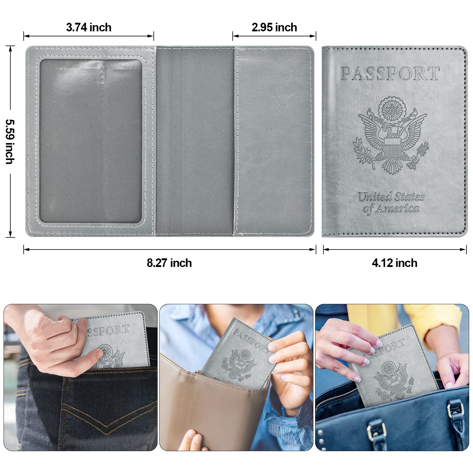 Eoehro 2-Pack RFID Blocking Passport Holder Wallet Cover - Slim Travel Essentials for Women & Men | Perfect for International Flights, Vacations & Business Trips