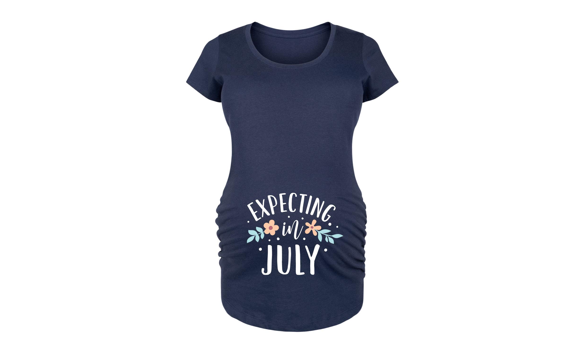 Bloom Maternity Scoop Neck T-Shirt for Pregnancy - Comfortable Maternity Top for Expecting Moms (Due in July) - Perfect for Everyday Wear, Baby Showers & Maternity Photos