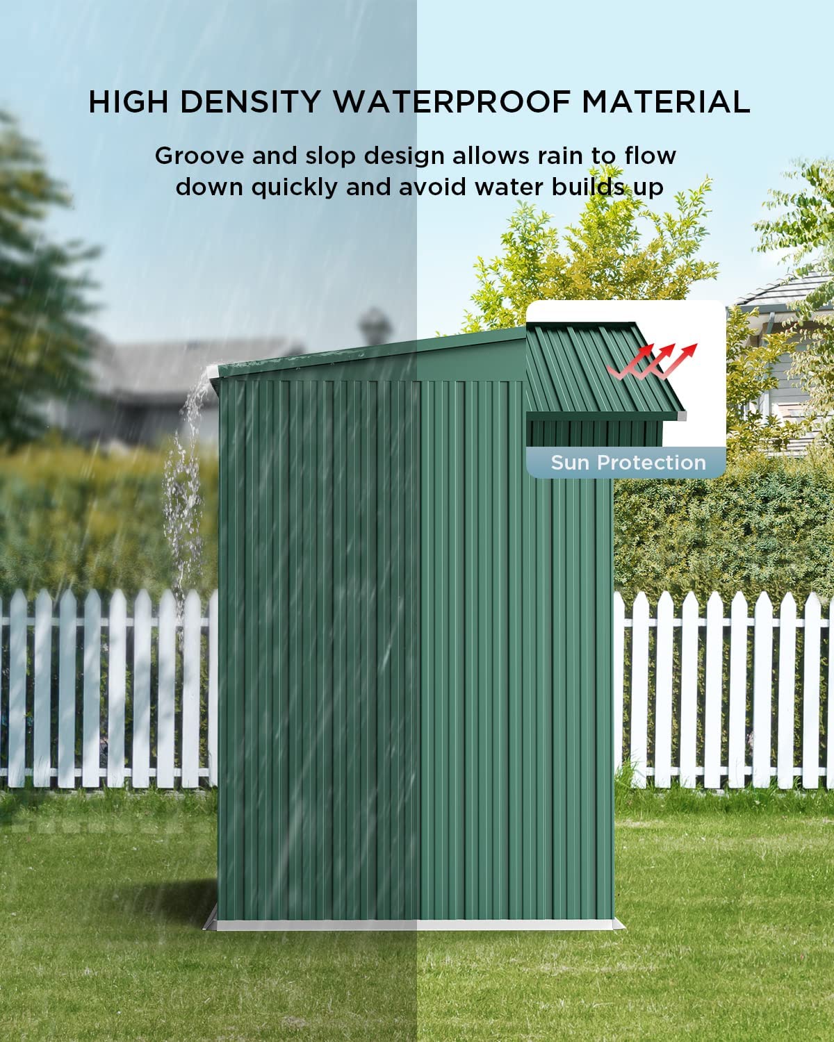 Bealife 6' x 4' Outdoor Storage Shed - Heavy Duty Metal Garden Shed with Double Lockable Doors, Waterproof & Rustproof Tool Storage Cabinet for Backyard, Patio, Lawn (Green) | Perfect for Storing Gardening Tools, Lawn Equipment & Seasonal Items