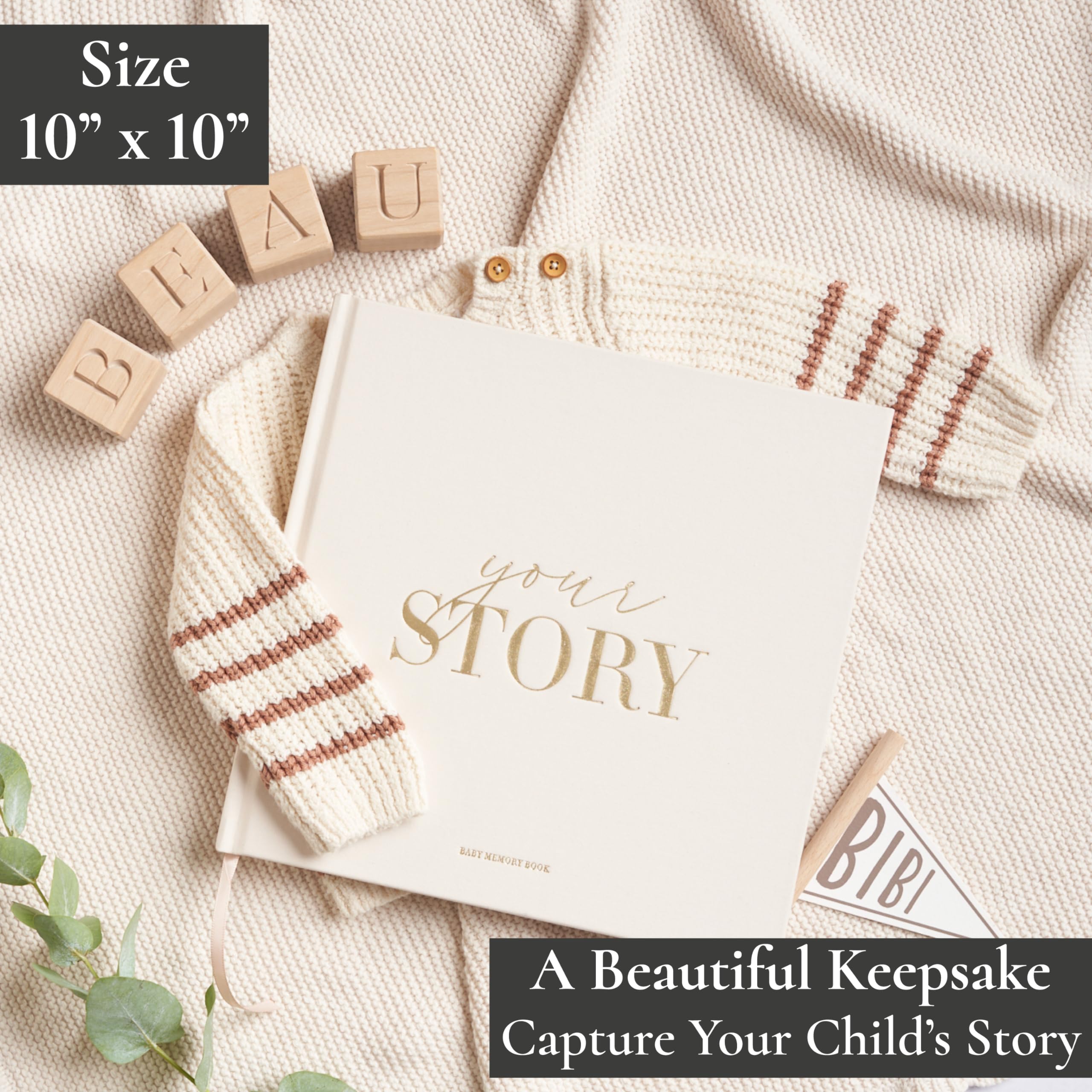 Luxury Keepsake Baby Memory Book for First Year | Baby Scrapbook, Photo Album & Journal | Newborn Milestone Tracker for Boys & Girls | Perfect Baby Shower Gift & First Birthday Present