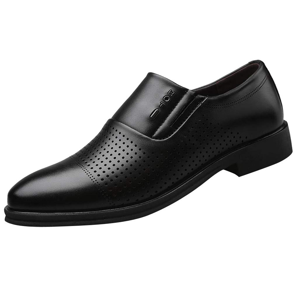 **Men's Genuine Leather Business Casual Pointed Toe Dress Shoes - Perfect for Weddings, Office & Formal Events**