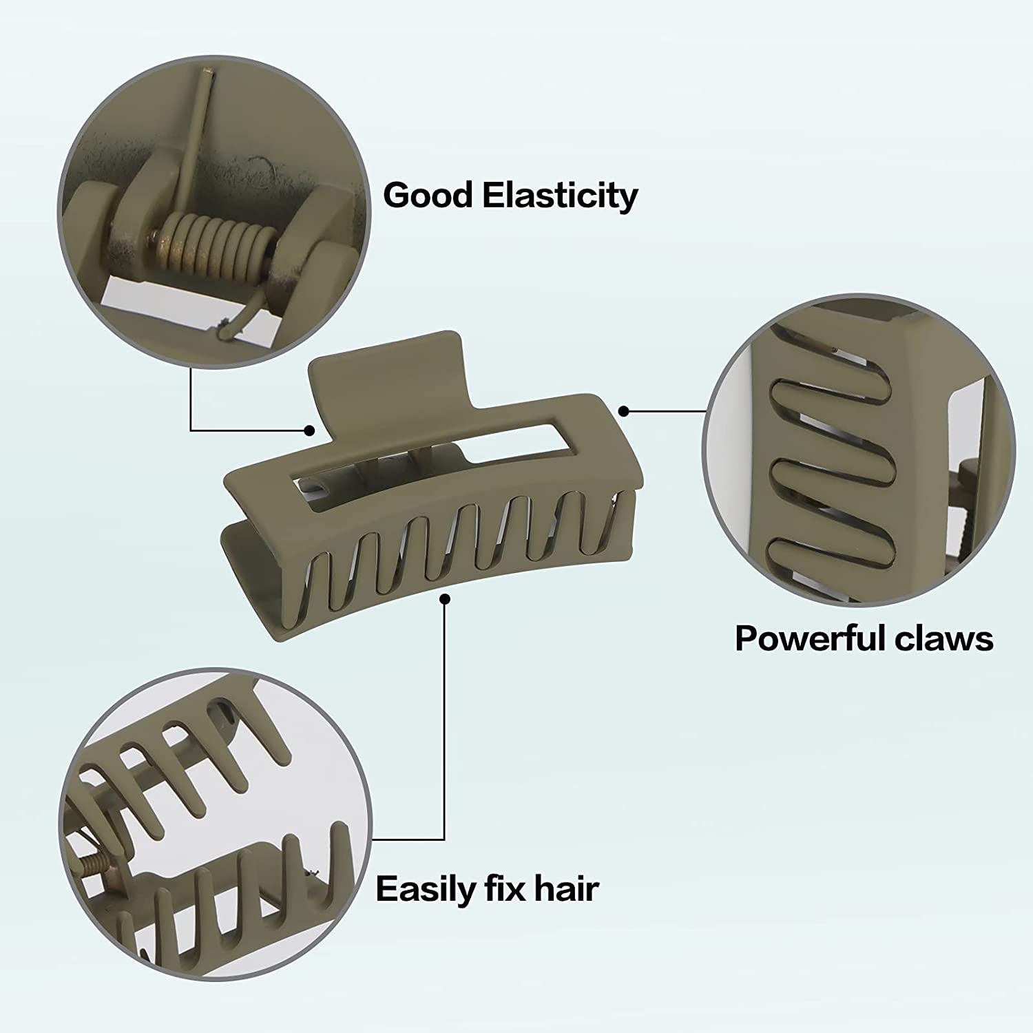Minta 4 PCS Hair Claw Clips for Women - 3.5 Inch Matte Big Claw Clips with Strong Hold & Non-Slip Grip - Barrettes & Rectangular Hair Clips for Long, Thin or Thick Hair - Perfect for Workouts, Office & Everyday Styling