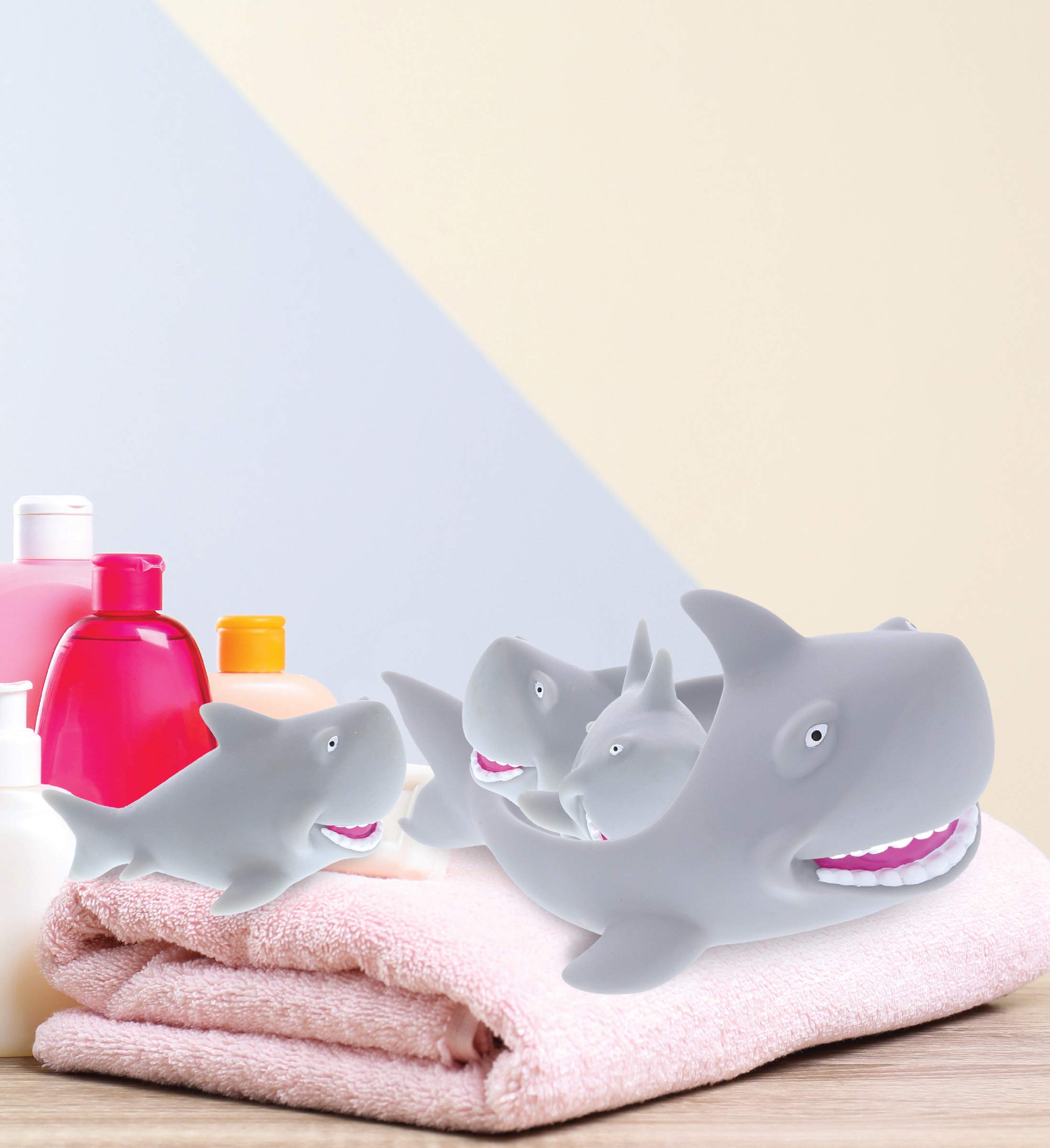 Dollibu Family Animal Bath Squirters 4-Piece Set - Fun Floating Rubber Squirt Toys for Toddlers & Kids - Perfect for Bathtime, Pool Play & Water Fun - Gray Bath Toys for Boys & Girls