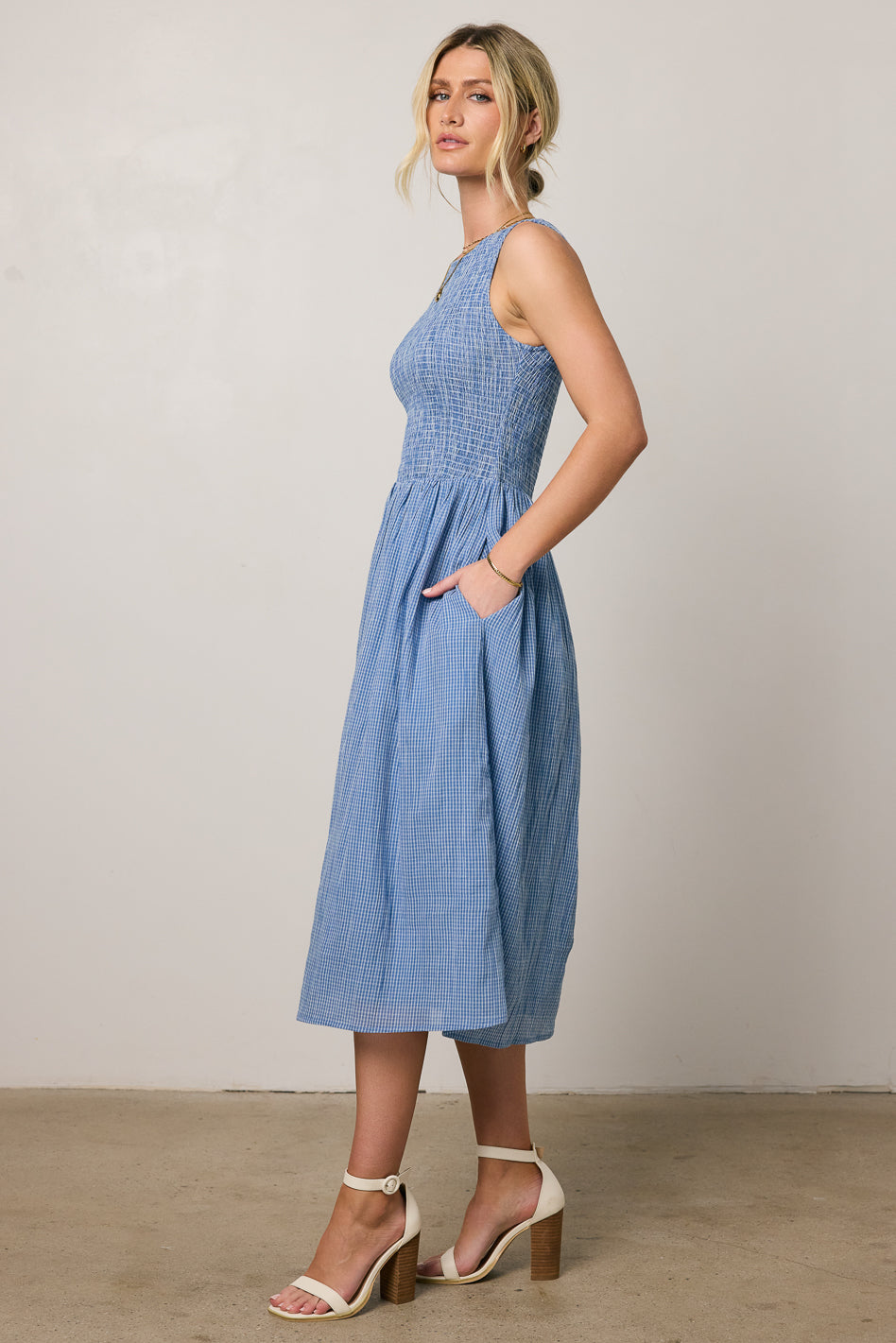 Louella Smocked Midi Dress for Women - Floral Summer Dress with Elastic Waist | Perfect for Beach Vacations, Garden Parties & Brunch Dates