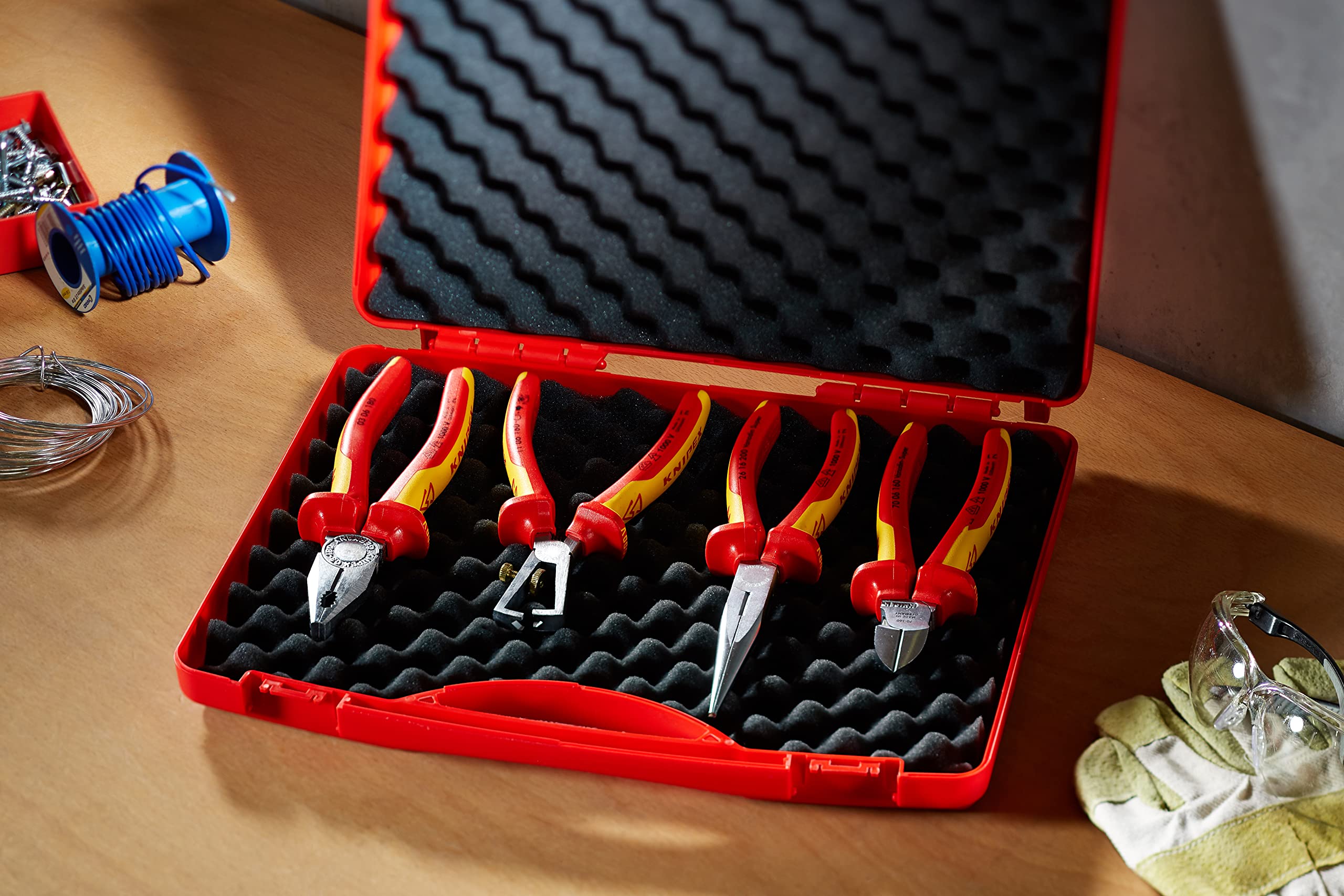 Knipex 00 20 15 VDE Insulated Compact Tool Set (4-Piece) - Perfect for Electricians, DIY & Home Electrical Repairs