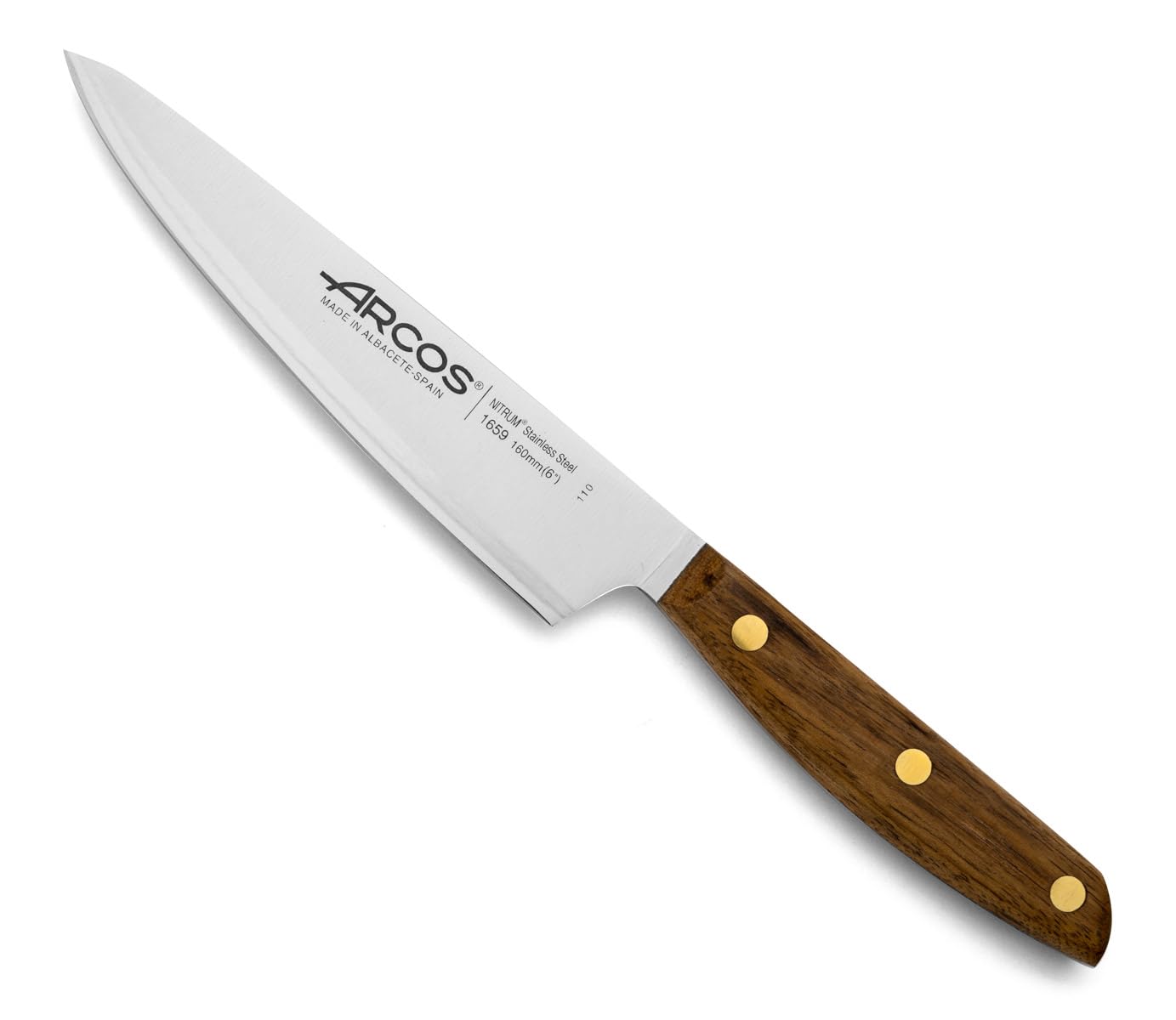 Arcos 6 Inch Professional Kitchen Knife - Stainless Steel Blade with Ovengkol Wood Handle | FSC Certified | 160mm Sharp Chef Knife for Slicing, Dicing & Chopping | Perfect for Home Cooks & Professional Chefs | Nordika Series