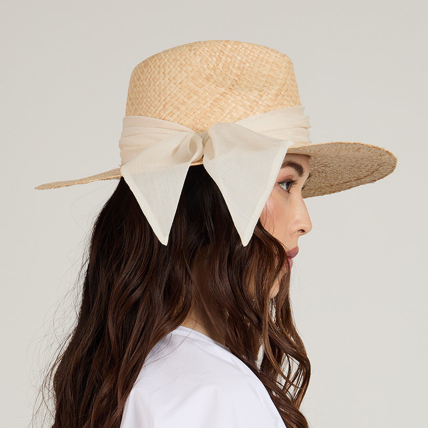 Emmanuelle Fine Raffia Fedora Hat for Women - Stylish Summer Sun Hat with Wide Brim - Perfect for Beach, Vacation, and Outdoor Activities