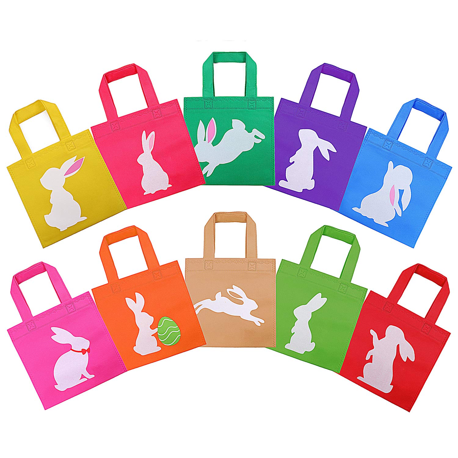 Elcoho 30-Piece Easter Bunny Treat Bags - 8x8 Inch Non-Woven Reusable Goodie Bags with Handles for Easter Party Favors, Egg Hunts & Spring Celebrations