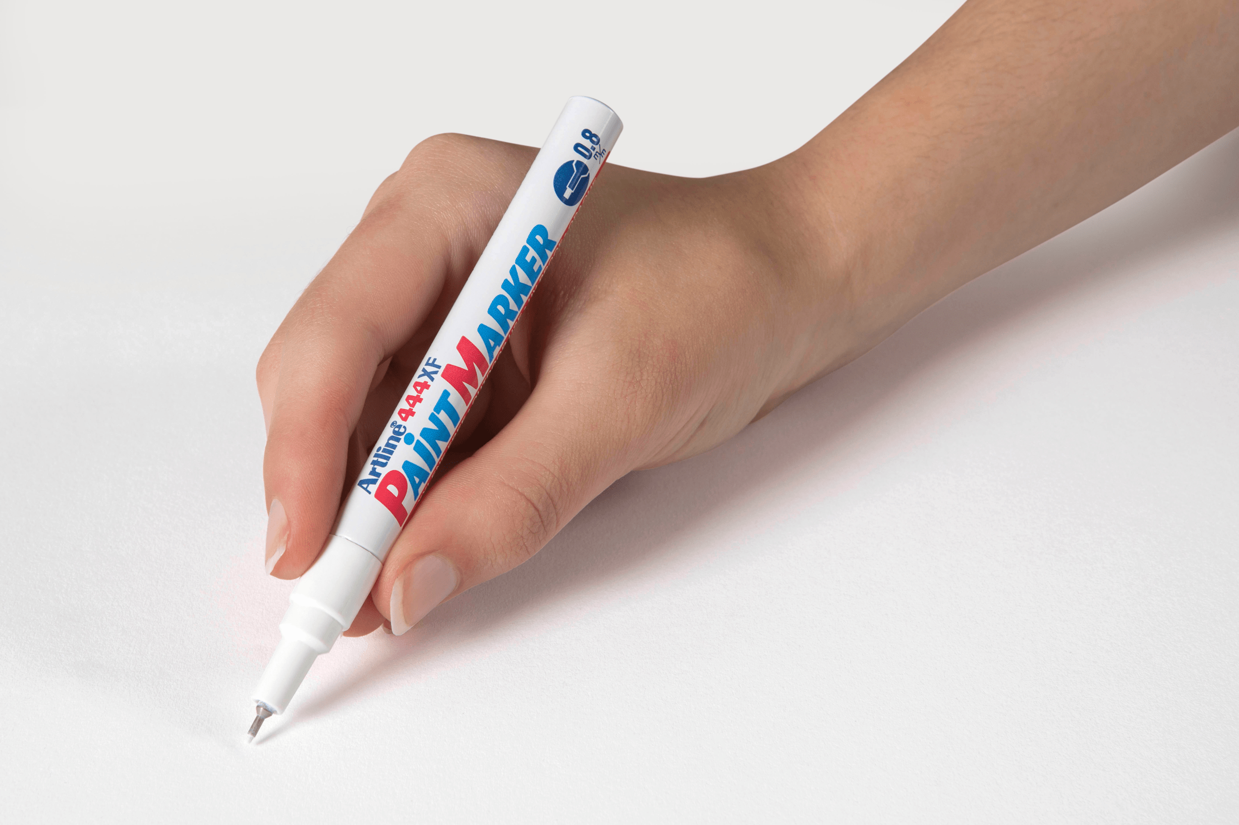 Artline 444 White Paint Marker - 0.8mm Bullet Tip, Pack of 12 - Perfect for DIY Crafts, Signage & Art Projects on Dark Surfaces