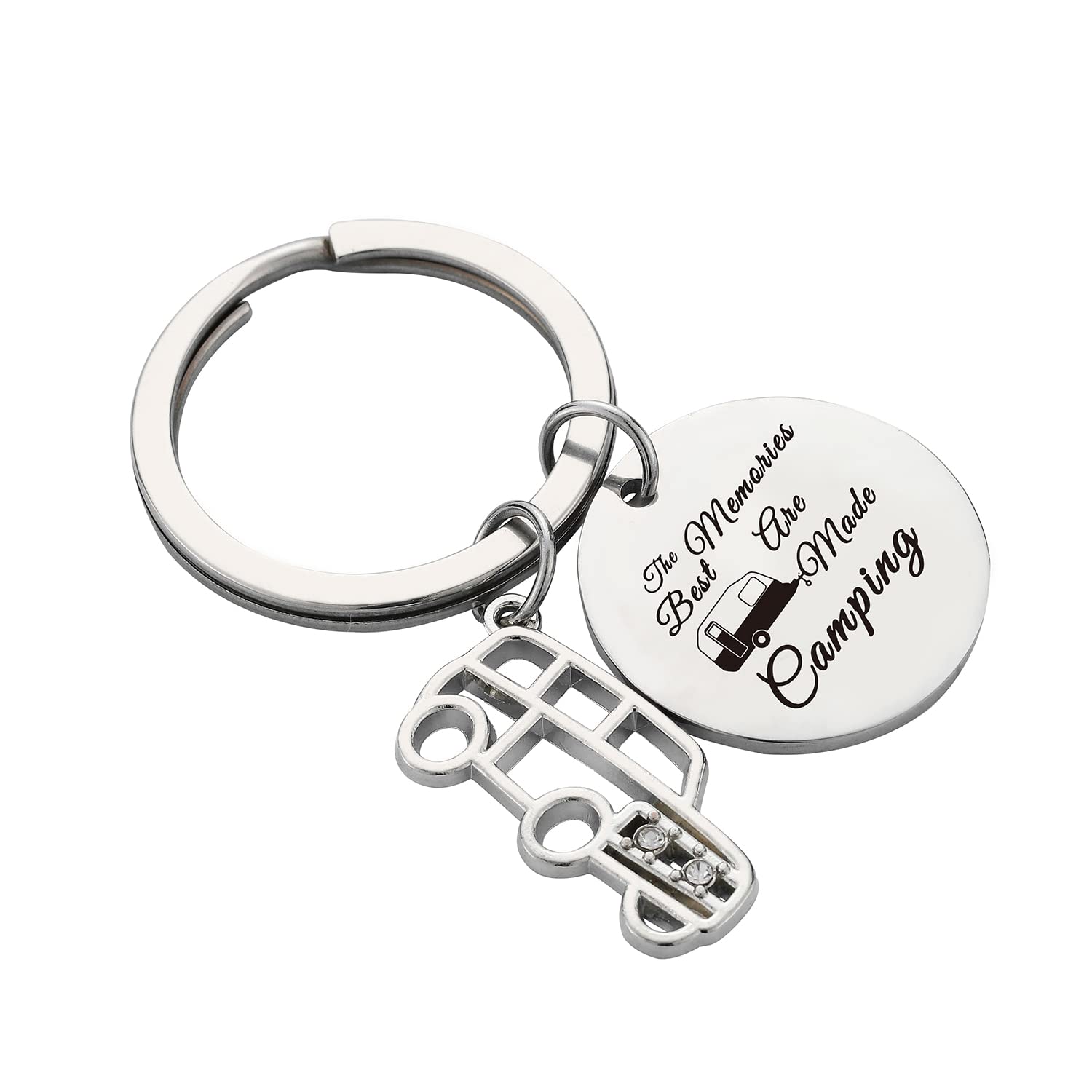 Happy RV Camper Keychain - Durable Keyring for Camping Enthusiasts, Men, Women & Teens - Perfect Travel Trailer Gift for Vacation & Outdoor Adventures