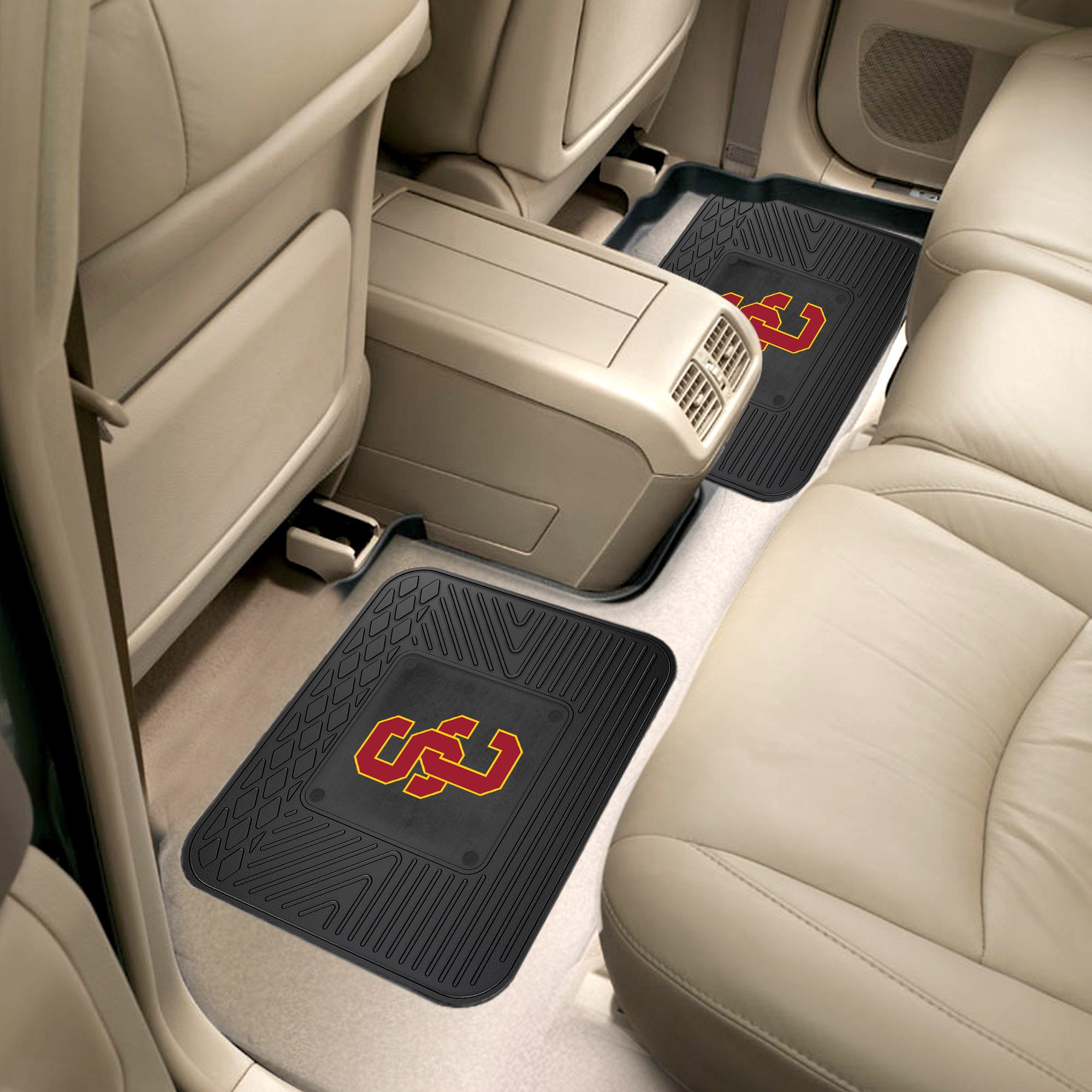 USC Trojans Car Seat Covers - 2-Piece Custom Fit Back Seat Mats for Cars, SUVs & Trucks | Durable Floor Protection for College Fans & Alumni | Perfect for Game Days, Tailgating & Campus Commutes