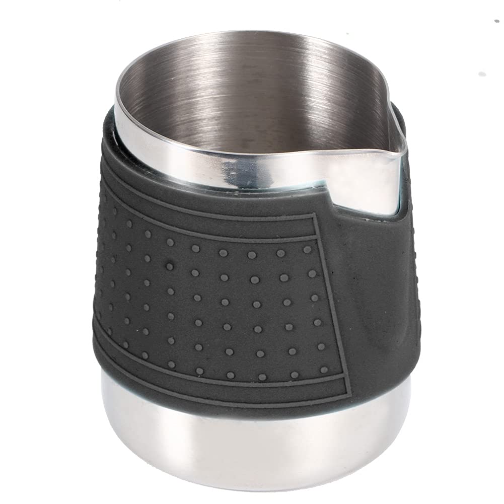 Premium Stainless Steel Milk Frothing Pitcher for Espresso Machines - 12oz Black Barista Coffee Frother Jug - Perfect for Lattes, Cappuccinos & Hot Chocolate at Home or Café