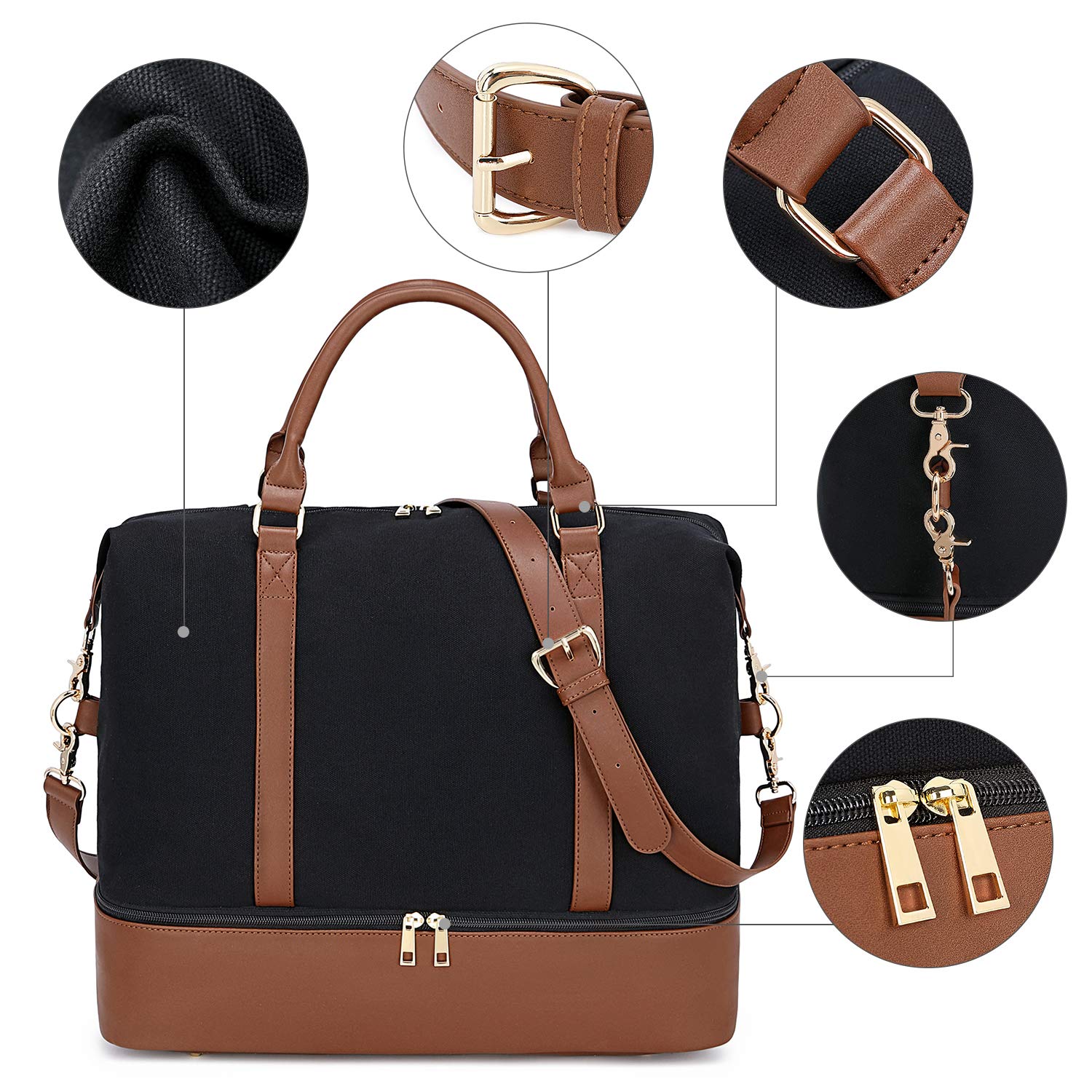 BLUBOON Women's Travel Weekender Bag - Carry-On Tote with Shoe Compartment & Duffle Overnight Bag for Gym, Work, Weekend Getaways & Air Travel