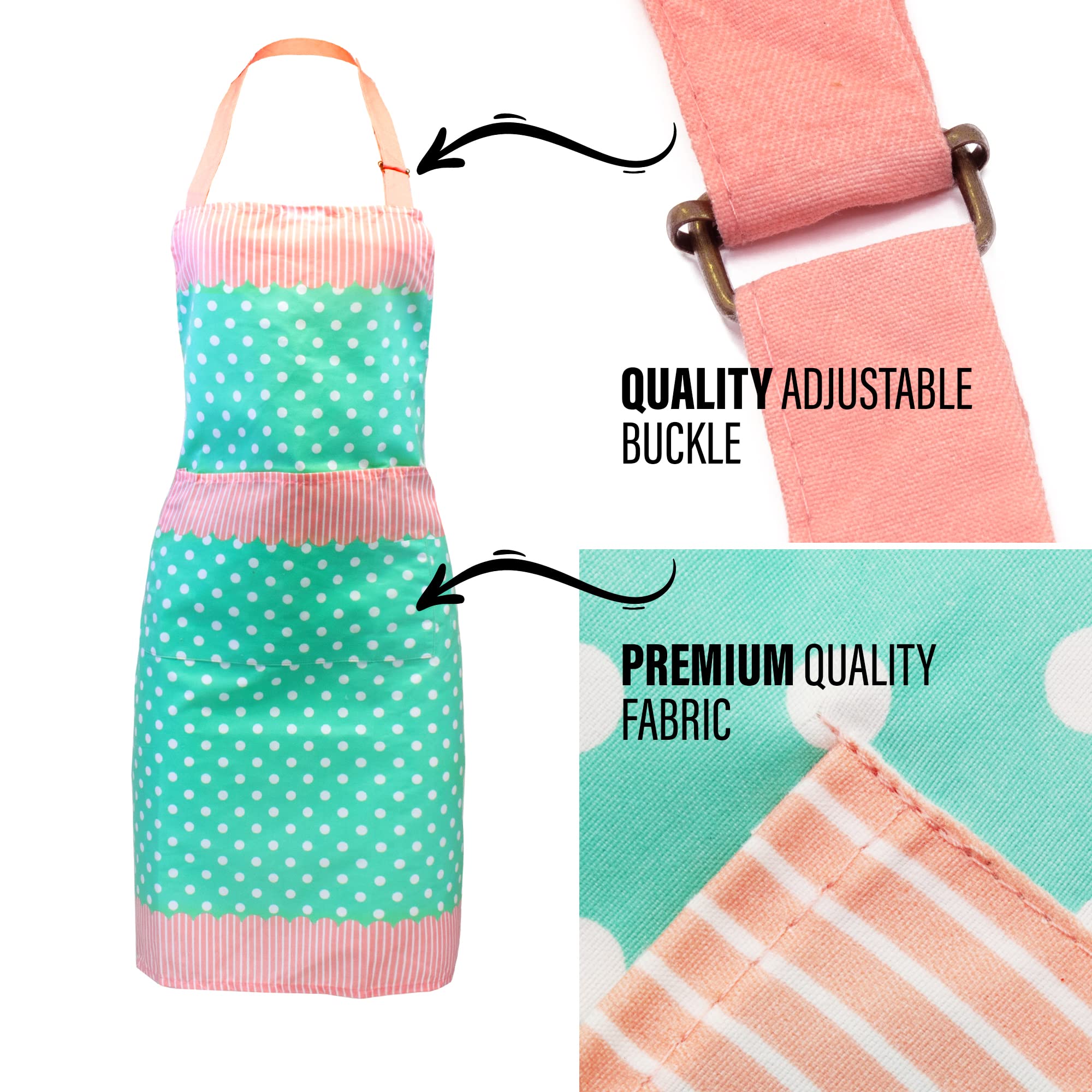 Heat Resistant Cotton Kitchen Apron - Blue Dotted Design for Cooking, Baking & Grilling | Premium Protective Chef Apron for Home & Professional Use